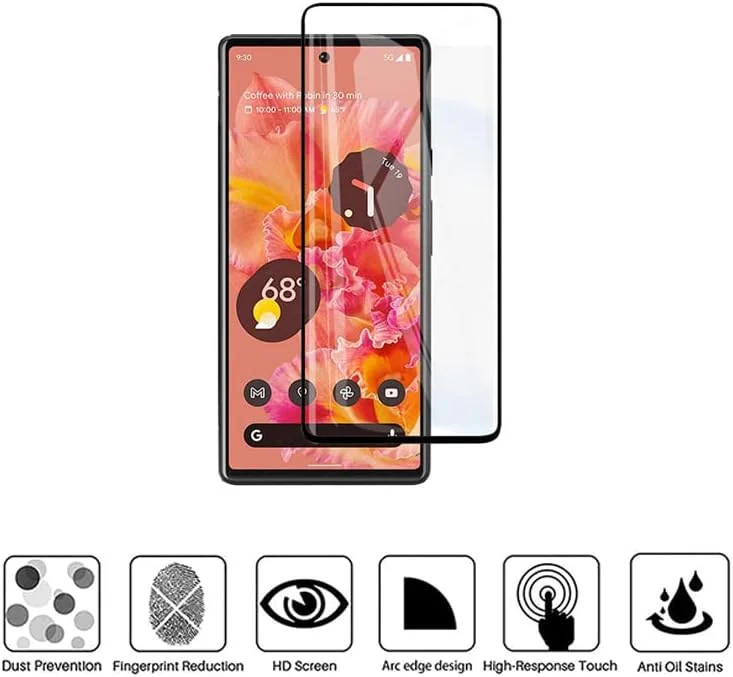 محافظ صفحه نمایش شیشه ای حرارت دیده QINOUK برای [بسته 2 عددی] گوشی Google Pixel 7 Pro، محافظ صفحه نمایش HD، محافظت تمام صفحه، [مقاوم در برابر خراش] [بدون حباب] - شفاف