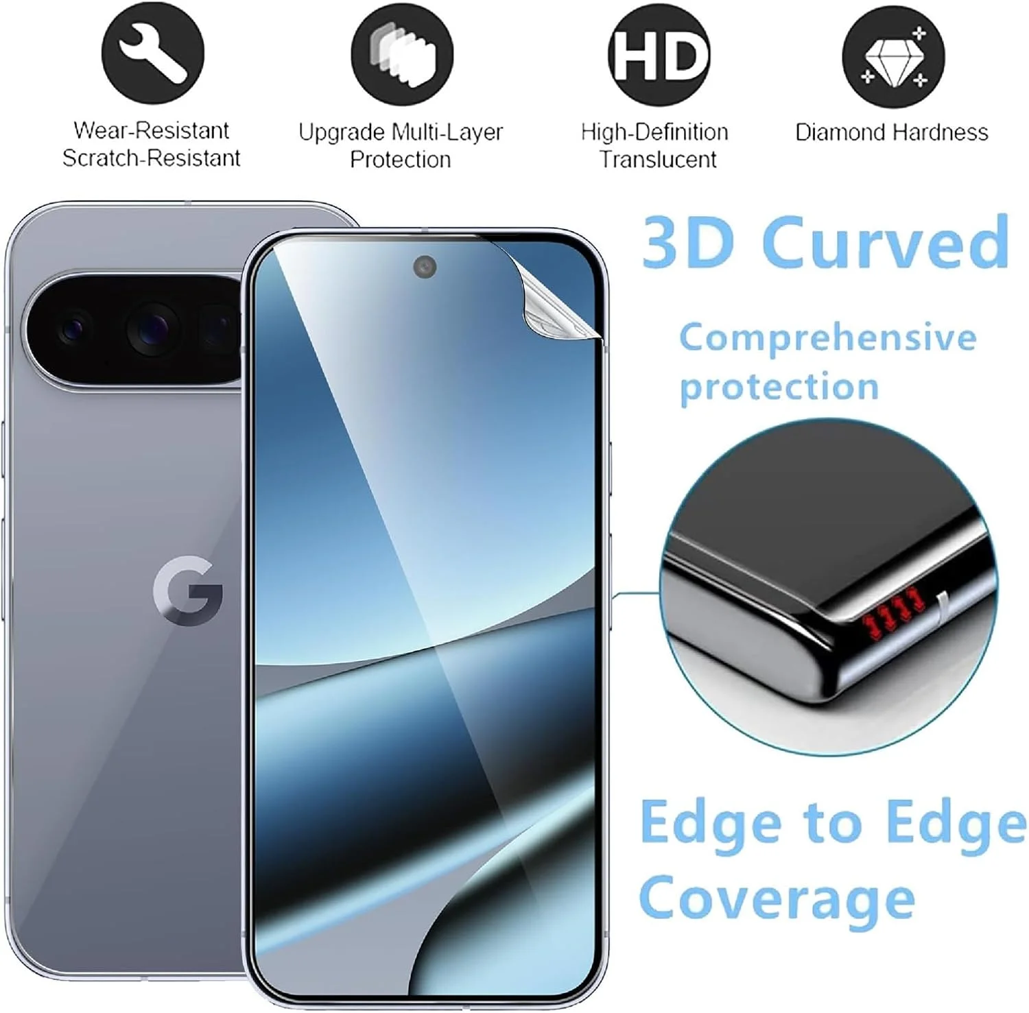 محافظ صفحه نمایش 4 عددی GIOPUEY سازگار با Google Pixel 10 Pro XL، همراه با محافظ پشت، TPU نرم، بسیار نازک، مقاوم در برابر خراش محافظ صفحه نمایش 4 عددی GIOPUEY سازگار با Google Pixel 10 Pro XL، همراه با محافظ پشت، TPU نرم، بسیار نازک، مقاوم در برابر خراش