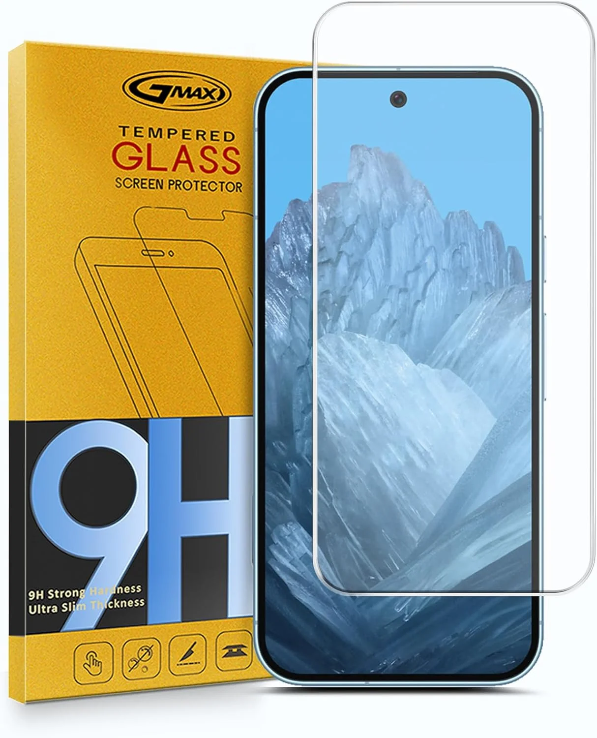 محافظ صفحه نمایش شیشه ای برای گوگل پیکسل 9 پرو 5G مدل 2024 (سری GMAX Premium لبه های خمیده 9H 2.5D - شفاف)