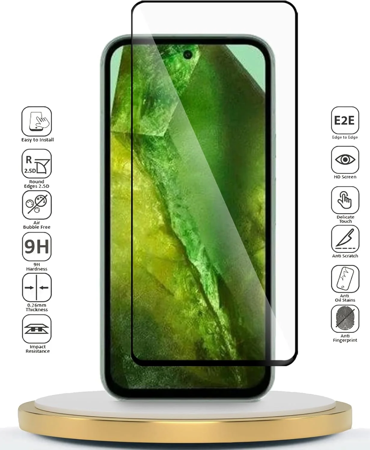 محافظ صفحه نمایش شیشه ای حرارت دیده فول چسب Wtech Premium E2E با پوشش کامل برای گوگل پیکسل 8a 5G 2024 - شفاف/مشکی محافظ صفحه نمایش شیشه ای حرارت دیده فول چسب Wtech Premium E2E با پوشش کامل برای گوگل پیکسل 8a 5G 2024 - شفاف/مشکی