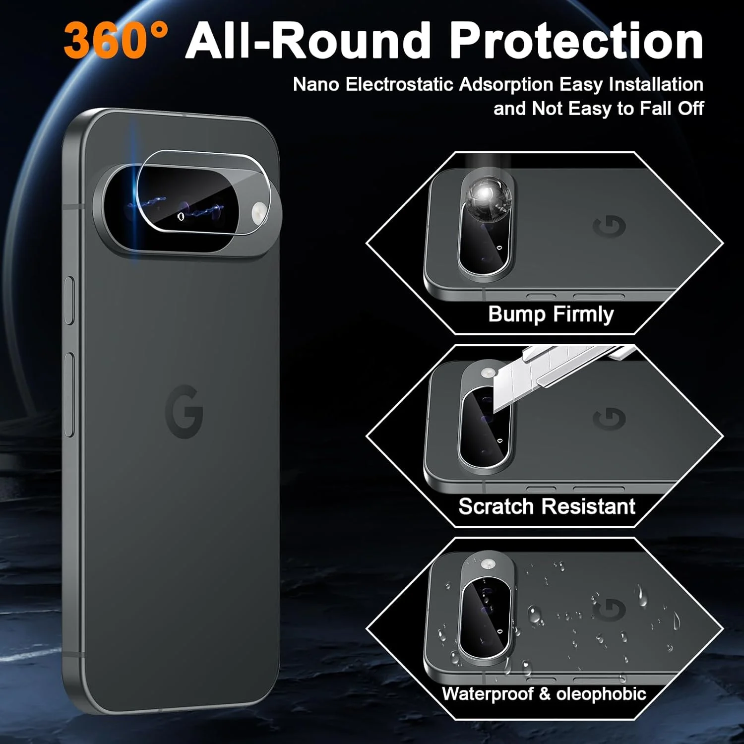 محافظ صفحه نمایش شیشه ای حرارت دیده Aerku برای گوگل پیکسل 10 به همراه محافظ دوربین پشتی [3+2 تکه]، سختی 9H، محافظ صفحه نمایش فوق العاده مقاوم با کیفیت Ultra HD