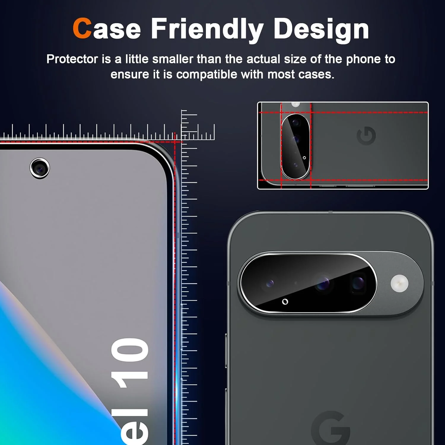 محافظ صفحه نمایش شیشه ای حرارت دیده Aerku برای گوگل پیکسل 10 به همراه محافظ دوربین پشتی [3+2 تکه]، سختی 9H، محافظ صفحه نمایش فوق العاده مقاوم با کیفیت Ultra HD