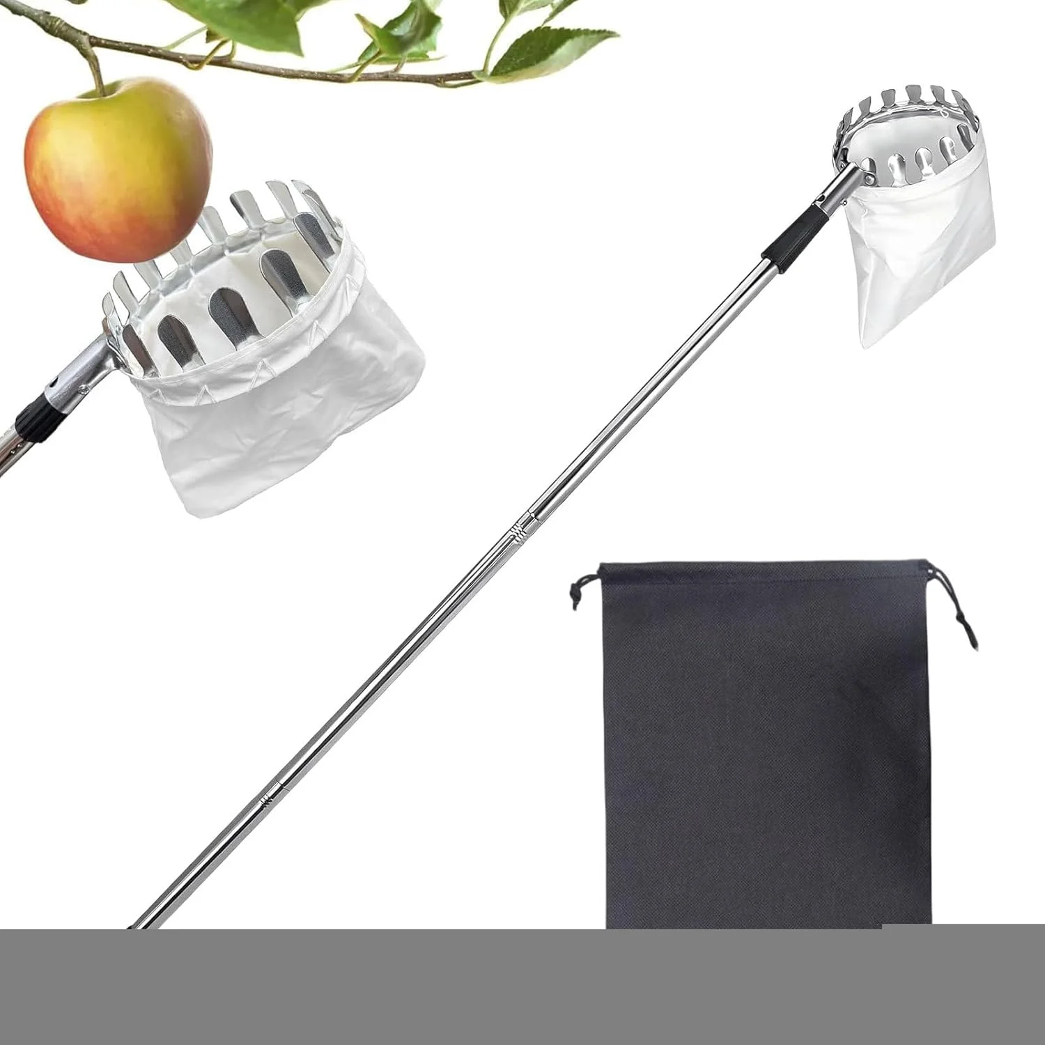 میله چیدن میوه، میله تلسکوپی چیدن میوه، ابزار گیره قابل تنظیم ضد زنگ برای برداشت محصول باغ کشاورزی فضای باز خانه