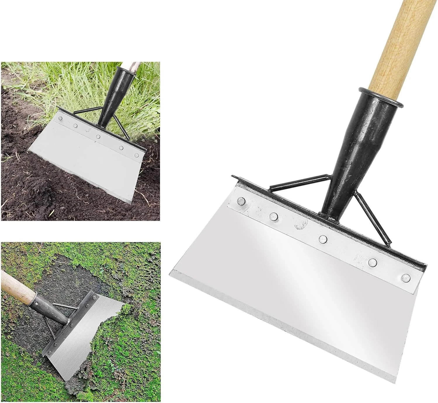 بیلچه باغبانی چند منظوره هونموک 23 سانتی متری، بیلچه فولادی تخت، بیلچه تمیز کننده برای علف های هرز کشاورزی، ابزار چند منظوره باغبانی مزرعه خانگی