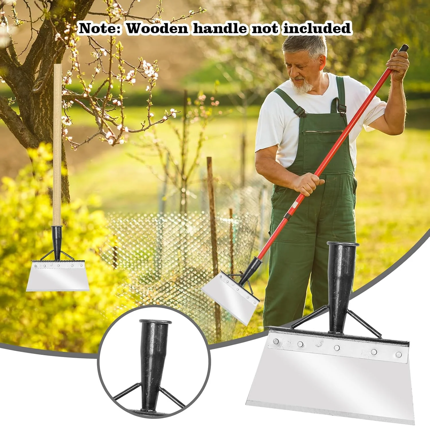 بیلچه باغبانی چند منظوره هونموک 23 سانتی متری، بیلچه فولادی تخت، بیلچه تمیز کننده برای علف های هرز کشاورزی، ابزار چند منظوره باغبانی مزرعه خانگی