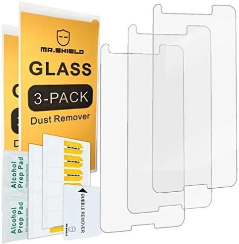 محافظ صفحه نمایش شیشه ای حرارت دیده [3 عدد] Mr.Shield برای گوگل (Pixel 3) [بهبود یافته برای حسگر و دوربین]