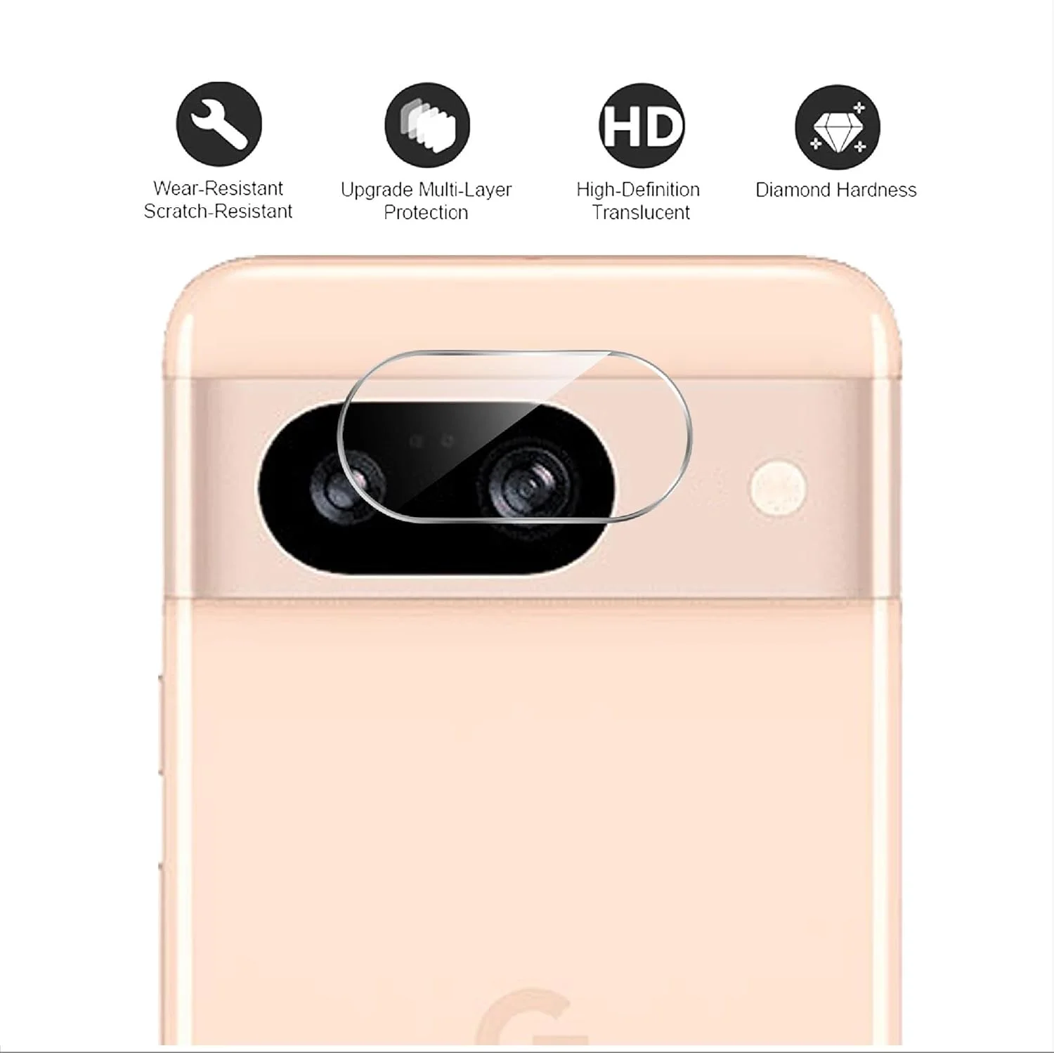 محافظ لنز دوربین عقب فوق نازک 4 تکه GIOPUEY سازگار با Google Pixel 8a، شیشه حرارت دیده HD [ضد خش] برای دوربین Google Pixel 8a