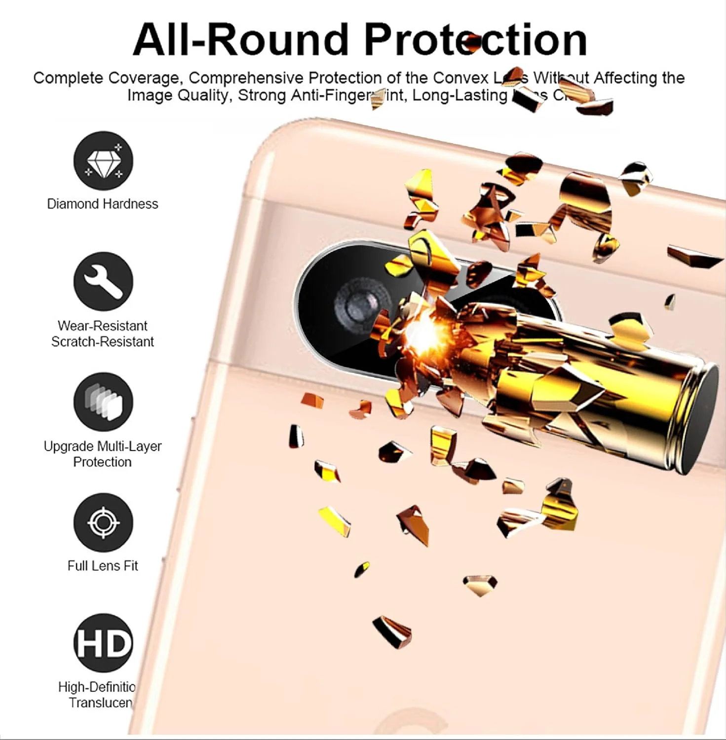 محافظ لنز دوربین عقب فوق نازک 4 تکه GIOPUEY سازگار با Google Pixel 8a، شیشه حرارت دیده HD [ضد خش] برای دوربین Google Pixel 8a