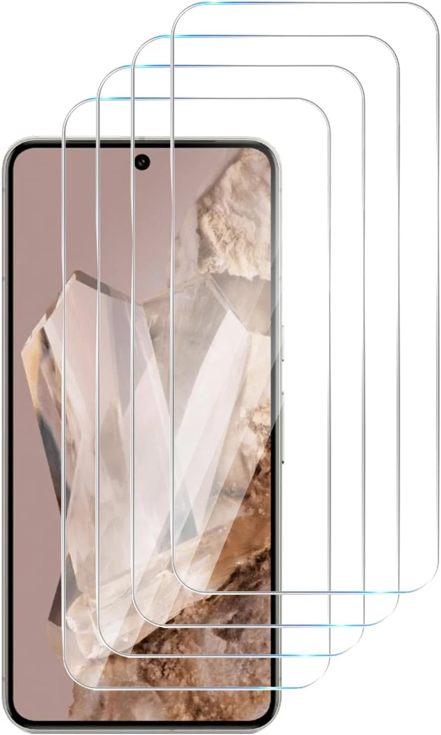 محافظ صفحه نمایش شیشه ای GMUJIAO سازگار با گوگل پیکسل 9 پرو [بسته 4 عددی]، فیلم شیشه ای حرارت دیده، محافظت عالی در برابر شکستگی، سختی 9H - شفاف