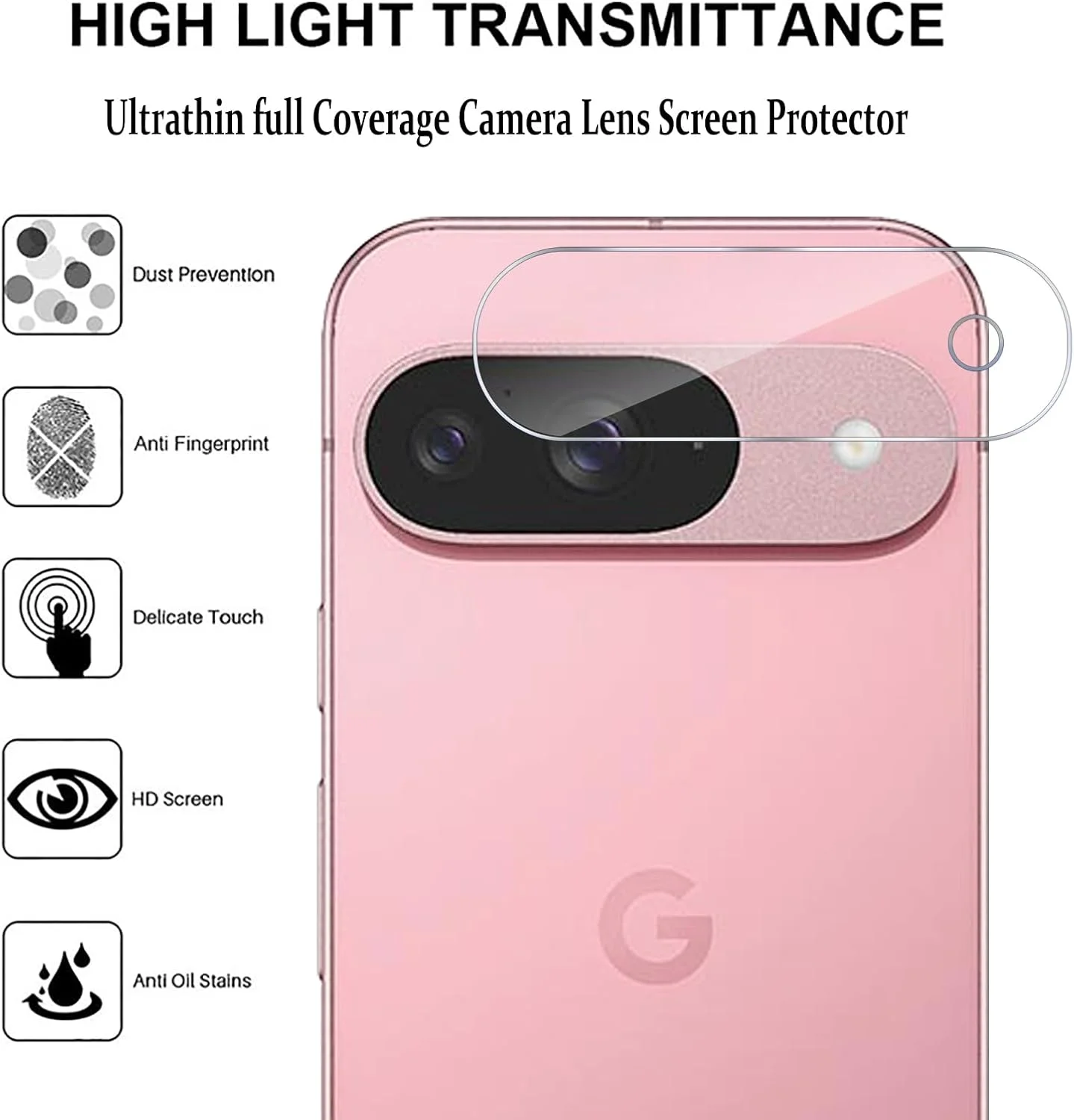 GMUJIAO [4 عدد] محافظ لنز دوربین شیشه ای فوق العاده نازک سازگار با Google Pixel 9، محافظ لنز دوربین، پوشش لنز دوربین، محافظت در برابر خراش، فوق العاده شفاف و نازک