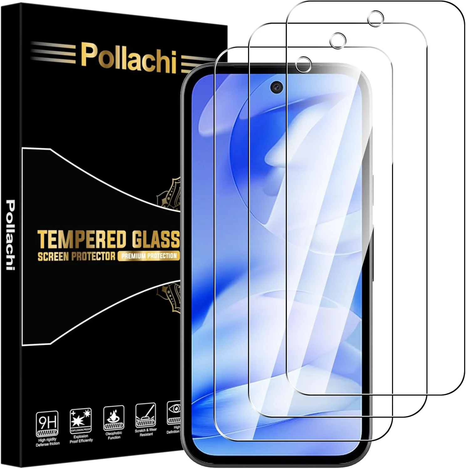 Pollachi [3 Pieces Tempered Glass for Google Pixel 9A 5G, 9H Hardness Anti-Scratch, Anti-fingerprint Bubble-Free, Screen Protector for Google 9A