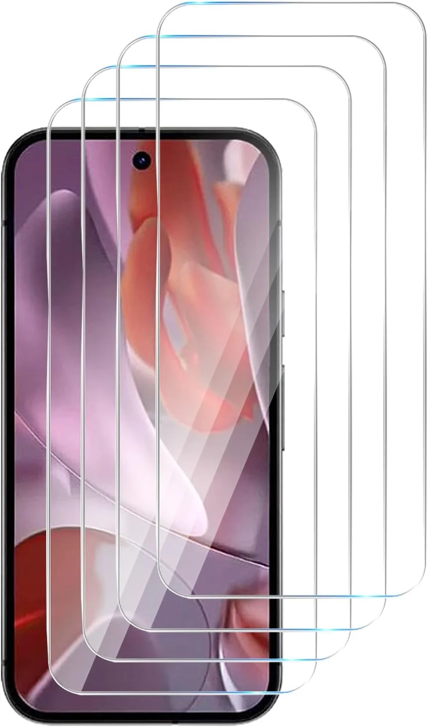 MGUEIAO [بسته 4 عددی] سازگار با Google Pixel 9a، محافظ صفحه نمایش شیشه ای حرارت دیده، فیلم شیشه ای حرارت دیده، محافظت عالی در برابر شکستگی، سختی 9H - شفاف