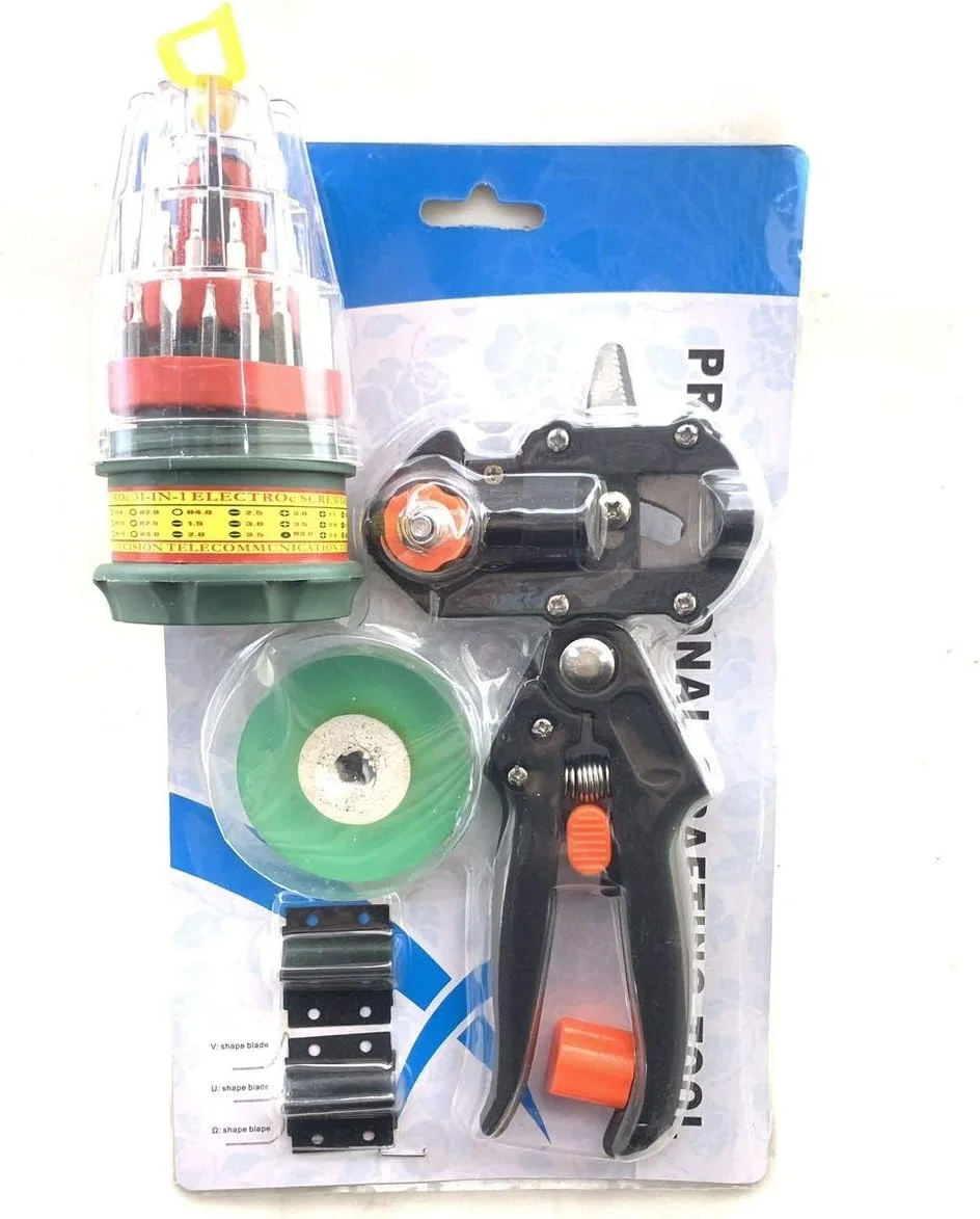 کیت ابزار پیوند زنی 2 در 1 HYLAN به همراه ست پیچ گوشتی 31 عددی، شامل پیوند V، امگا و U، مناسب برای پیوند زدن درختان میوه