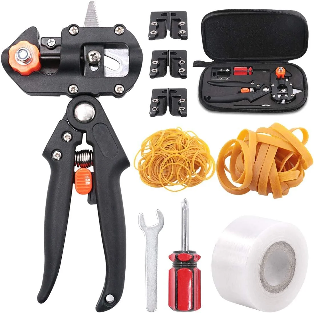 ابزار پیوند زنی باغبانی eWINNER، کیت هرس با 3 تیغه قابل تعویض، نوار پیوند و کش های لاستیکی، برای کیت ابزار برش درخت میوه، شاخه و تاک گیاهان گلخانه ای