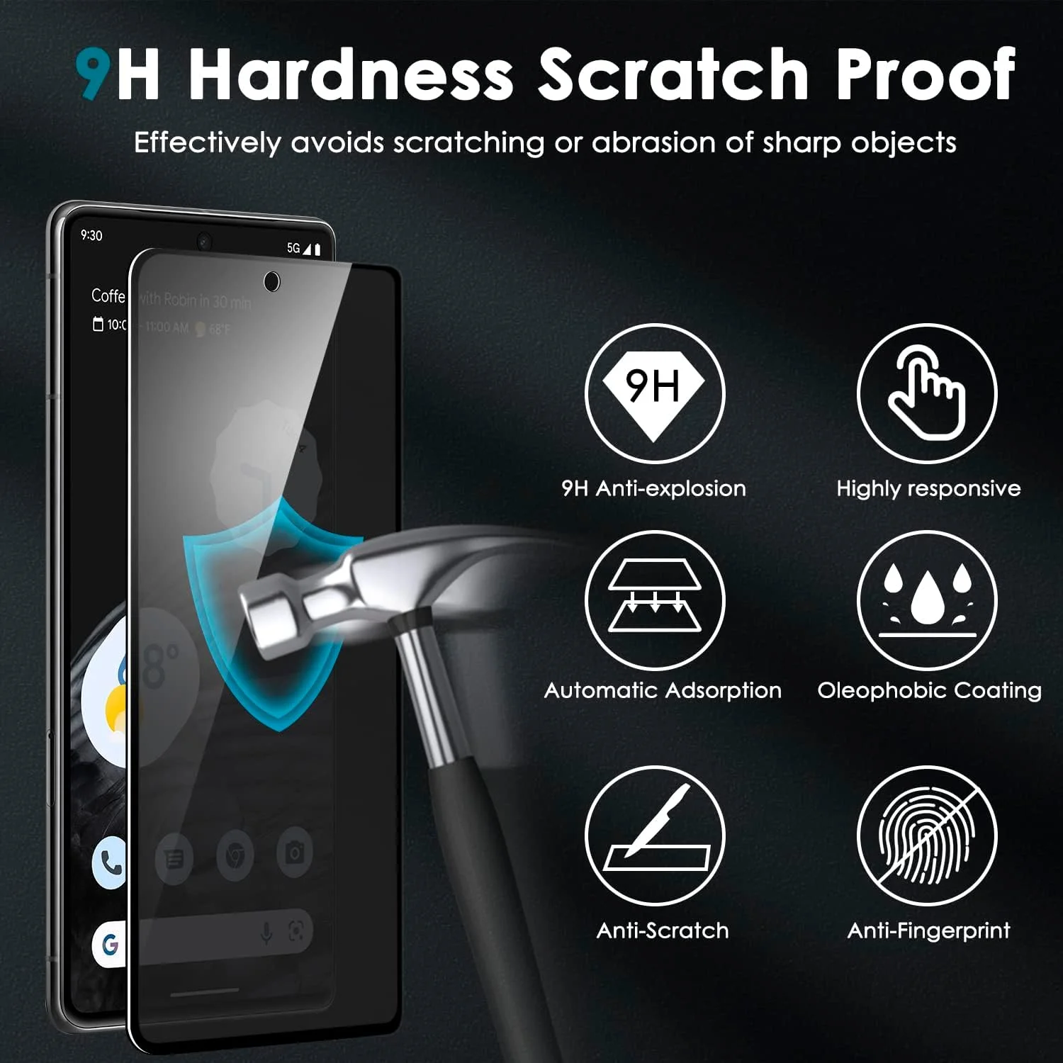 محافظ صفحه نمایش حریم خصوصی YWXTW [بسته 2 عددی] برای Google Pixel 7 Pro، فیلم شیشه ای سخت شده ضد جاسوسی با سختی 9H برای Google Pixel 7 Pro، ضد خش HD نصب آسان بدون حباب سازگار با قاب