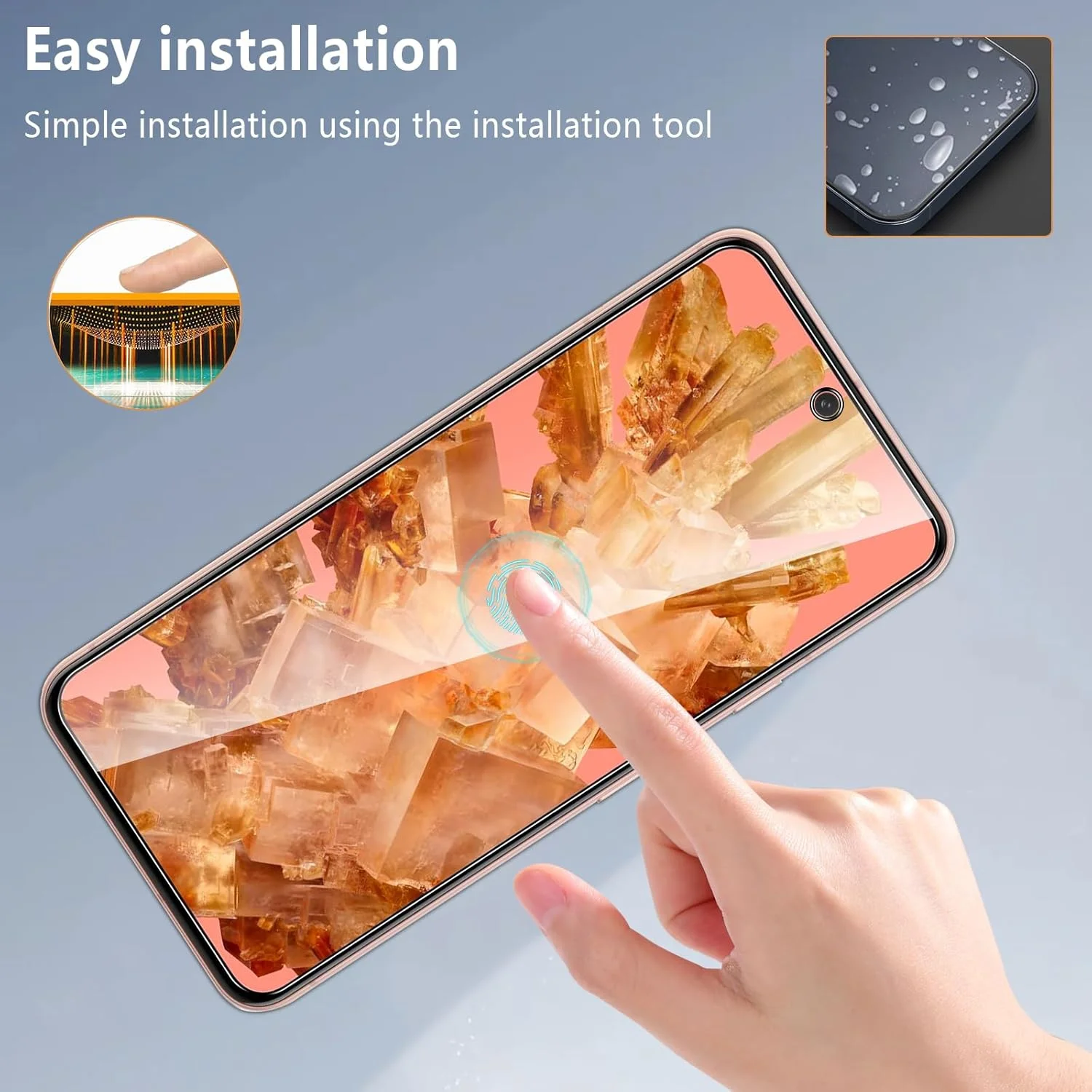 محافظ صفحه نمایش شیشه ای حرارت دیده 3 عددی AUUYYA برای گوگل پیکسل 8، [سختی 9H] [ضد اثر انگشت] [بدون حباب]، فیلم محافظ ضد خش و افتادن فوق العاده برای پیکسل 8 (نه برای پیکسل 8a)، نصب آسان