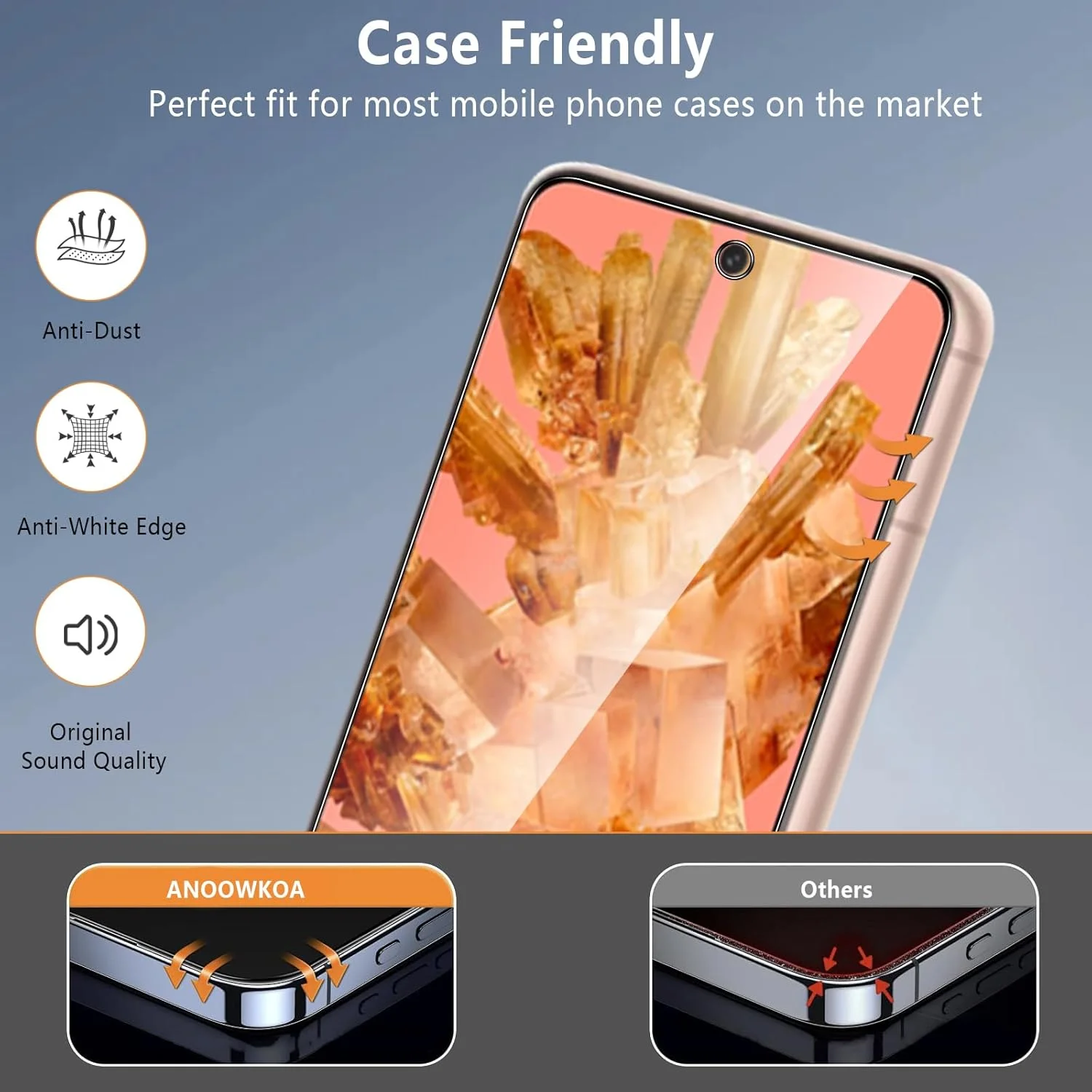 محافظ صفحه نمایش شیشه ای حرارت دیده 3 عددی AUUYYA برای گوگل پیکسل 8، [سختی 9H] [ضد اثر انگشت] [بدون حباب]، فیلم محافظ ضد خش و افتادن فوق العاده برای پیکسل 8 (نه برای پیکسل 8a)، نصب آسان