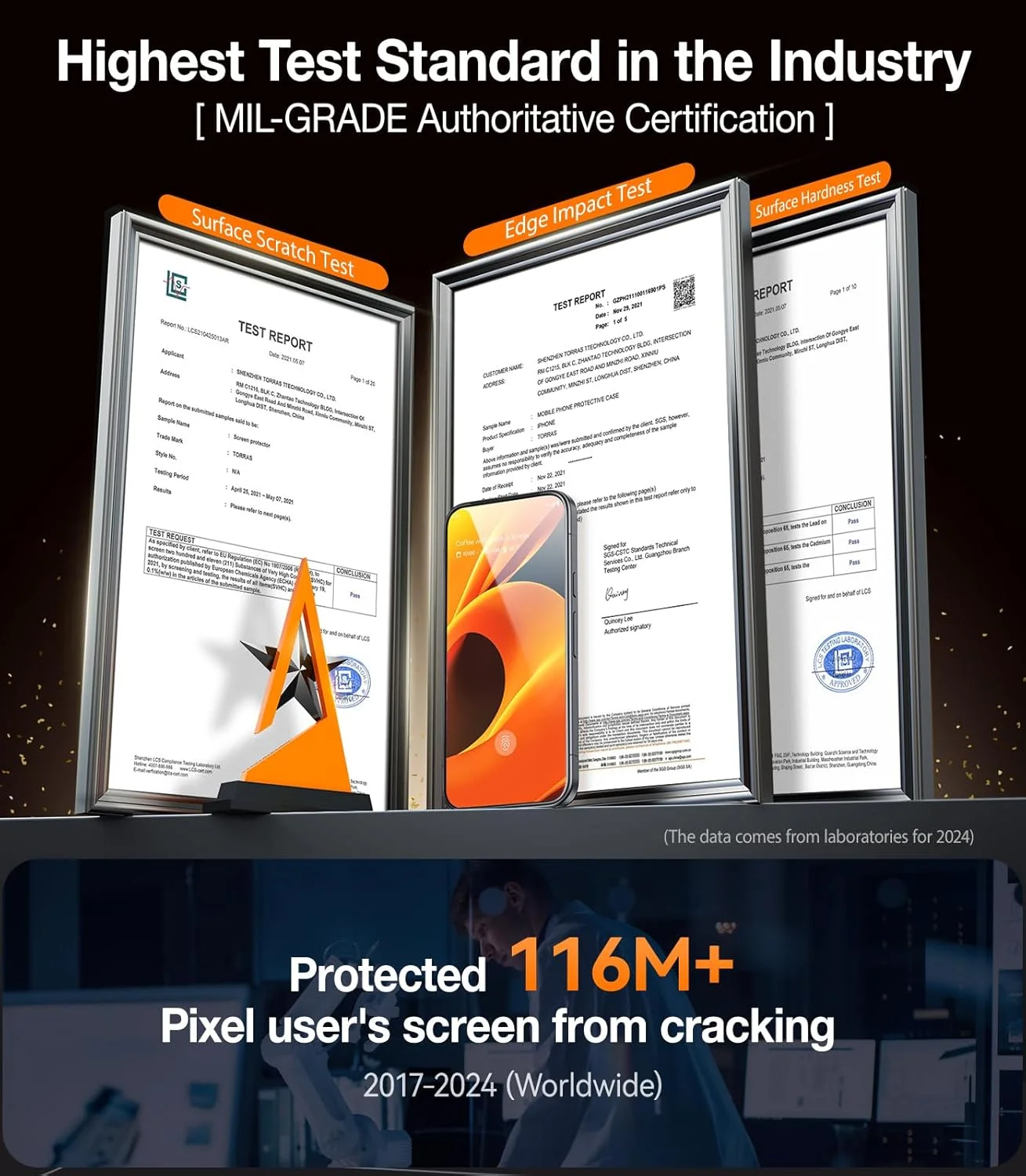 محافظ صفحه نمایش شیشه ای UltraGlass UNBREAK TOP 9H+ برای Google Pixel 9 Pro XL [ضد ضربه نظامی و بادوام ترین] محافظ صفحه نمایش شیشه ای حرارت دیده 9 Pro XL [پشتیبانی از باز کردن قفل اثر انگشت] بسته 2 عددی