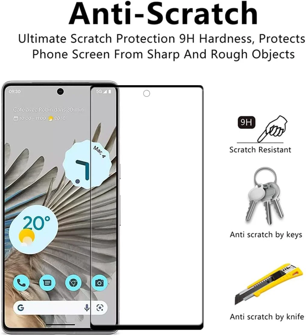 محافظ صفحه نمایش منحنی سه بعدی [2 عددی] VIESUP برای گوگل پیکسل 7 پرو، شیشه حرارت دیده با سختی 9H، پوشش کامل صفحه نمایش بدون حباب، لبه های منحنی سه بعدی برای پیکسل 7 پرو 2022 6.71 اینچ، محافظ صفحه نمایش شفاف HD