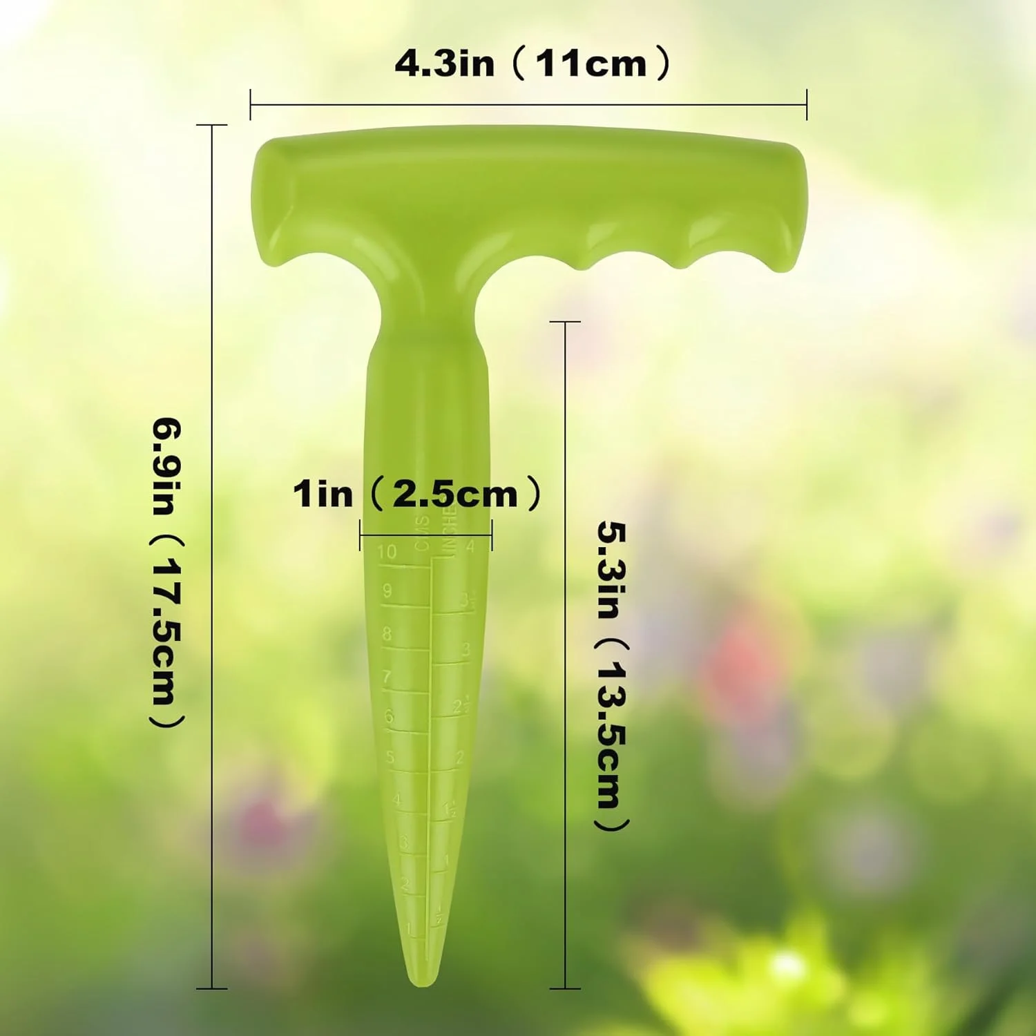 ابزار کاشت نشا میلی فاکس، ابزار بذر نشا با مقیاس اندازه گیری برای کاشت، پخش کننده پلاستیکی برای کاشت سبزیجات و گل (سبز فلورسنت)