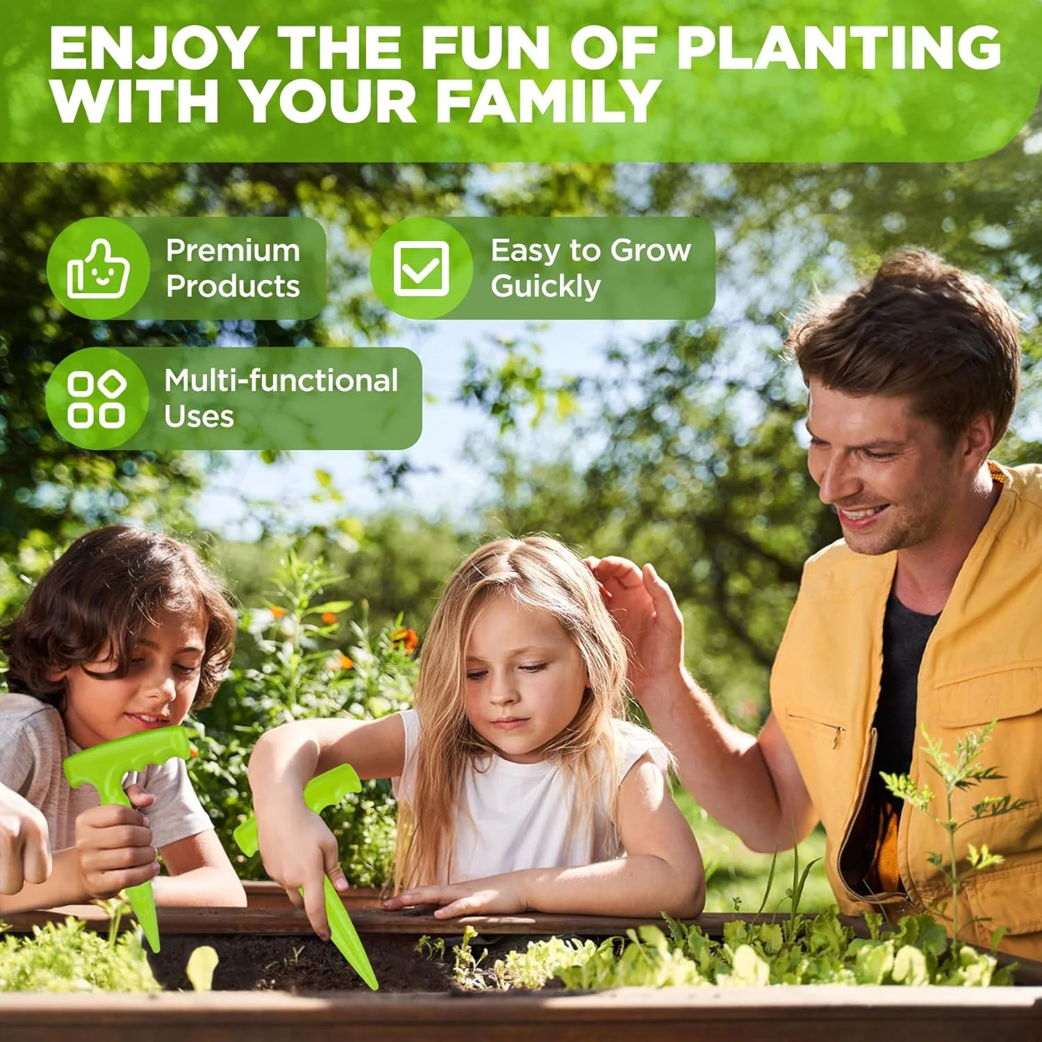 ابزار کاشت نشا میلی فاکس، ابزار بذر نشا با مقیاس اندازه گیری برای کاشت، پخش کننده پلاستیکی برای کاشت سبزیجات و گل (سبز فلورسنت)