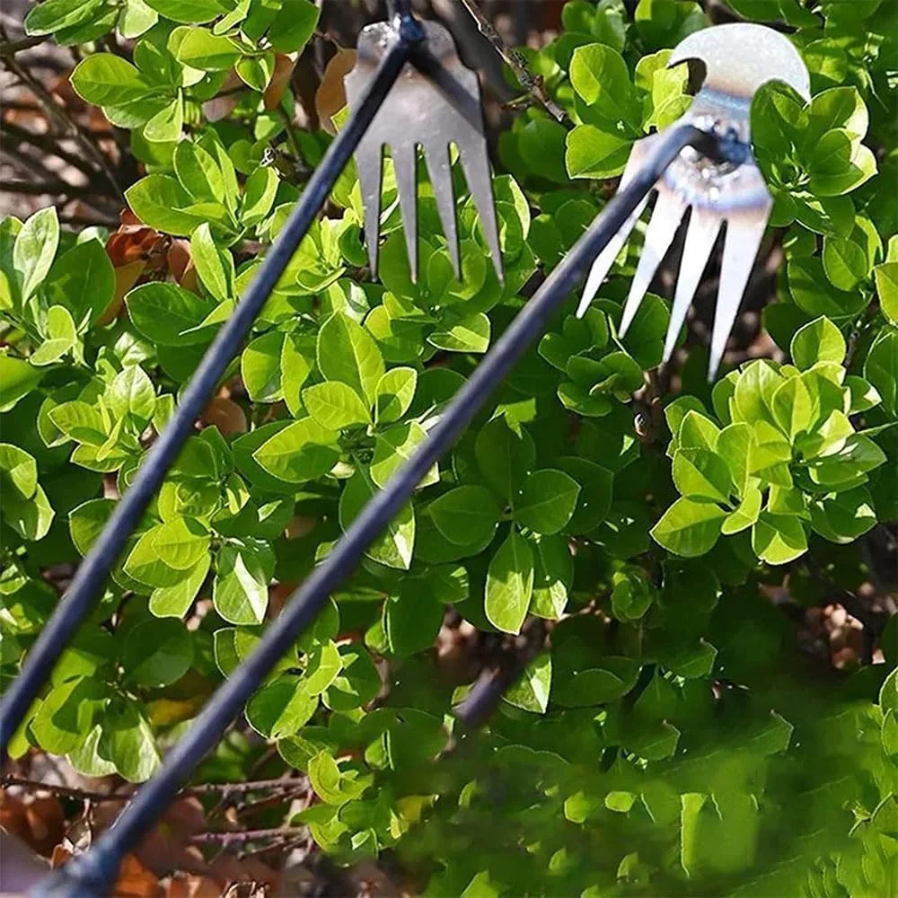 ابزار علف‌کن دستی باغبانی JZS، ابزار ریشه‌کن علف‌های هرز، ابزار علف‌کن دستی فولادی منگنز بادوام، ابزار باغبانی چند منظوره دستی برای حیاط و باغ (4 دندانه)