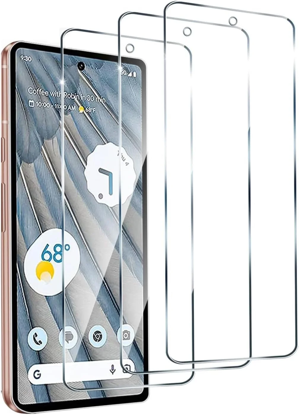 محافظ صفحه نمایش 3 عددی NWNK13 برای گوگل پیکسل 8، ضد خش، شفافیت بالا، محافظ صفحه نمایش شفاف بدون حباب، شیشه حرارت دیده برای گوگل پیکسل 8