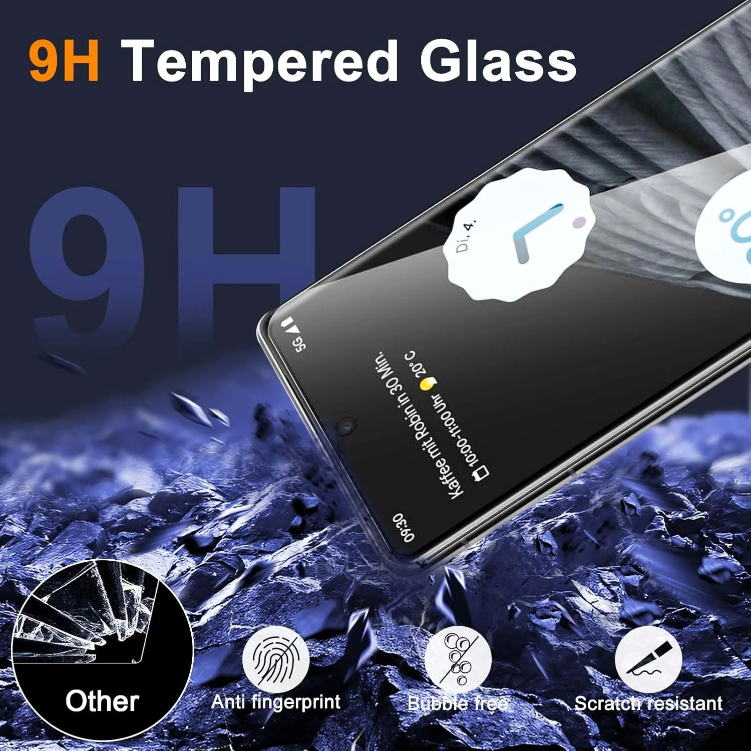 محافظ صفحه نمایش شیشه ای و فیلم محافظ دوربین GEEMEE برای گوگل پیکسل 7 پرو، 2 + 2 عدد شیشه حرارت دیده با سختی 9H، محافظ صفحه نمایش با حساسیت بالا