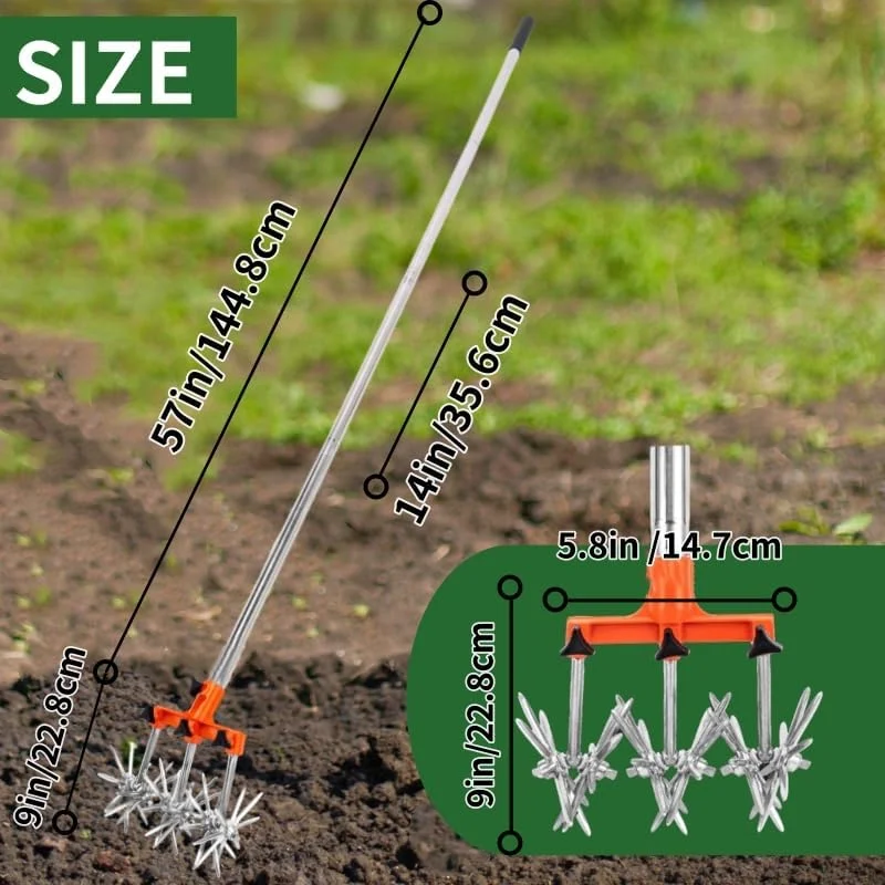 ابزار کولتیواتور، تیلر باغبانی با دسته قابل تنظیم و پروانه های جداشدنی، وجین کننده دستی باغ از جنس استنلس استیل، تیلر دستی چمن برای چمنزار ابزار کولتیواتور، تیلر باغبانی با دسته قابل تنظیم و پروانه های جداشدنی، وجین کننده دستی باغ از جنس استنلس استیل، تیلر دستی چمن برای چمنزار