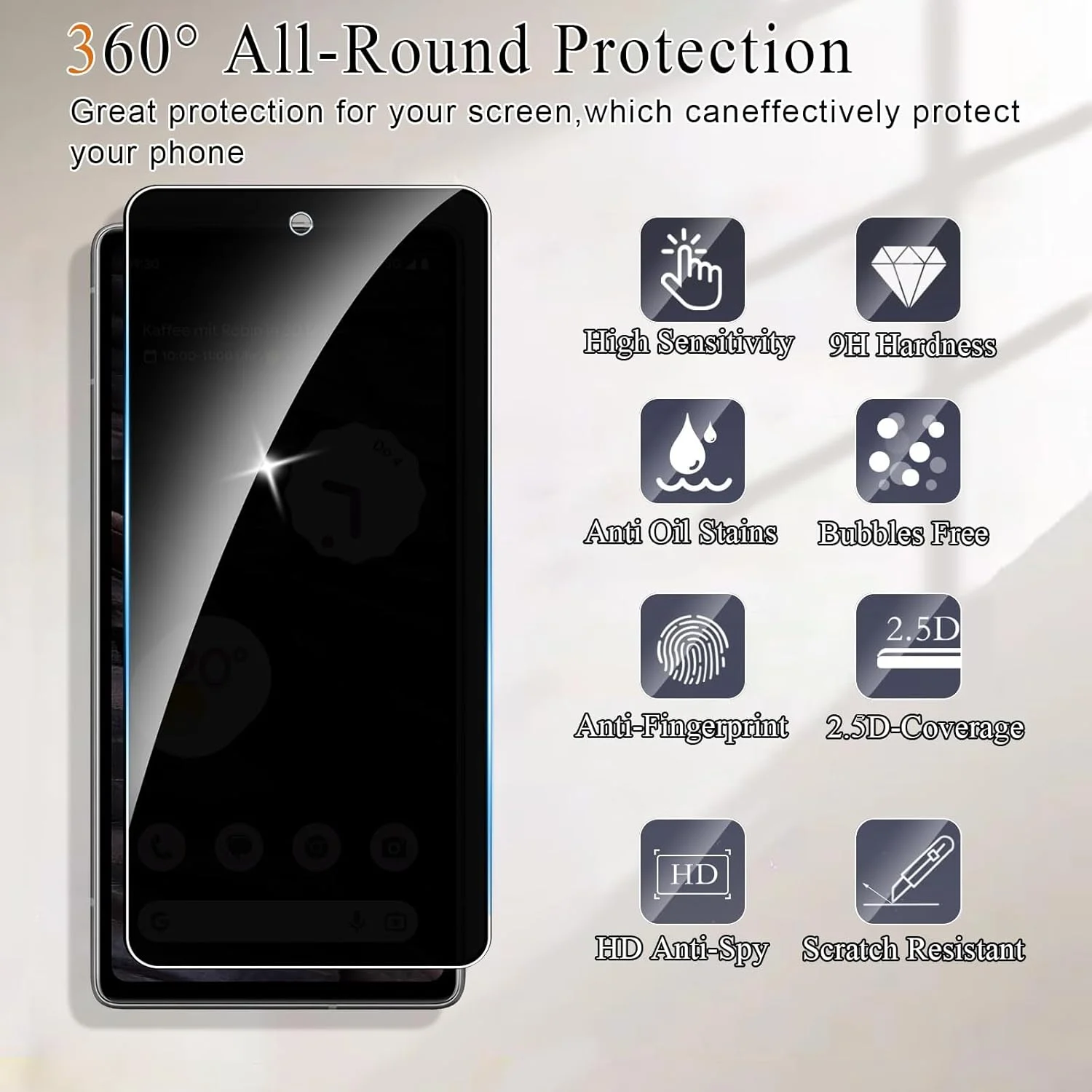 محافظ صفحه نمایش حریم خصوصی Lyphpe (بسته 2 عددی) برای گوگل پیکسل 7A شیشه حرارت دیده 9H فیلم ضد جاسوسی سازگار با قاب گوگل پیکسل 7A نصب آسان محافظ صفحه نمایش حریم خصوصی Lyphpe (بسته 2 عددی) برای گوگل پیکسل 7A شیشه حرارت دیده 9H فیلم ضد جاسوسی سازگار با قاب گوگل پیکسل 7A نصب آسان