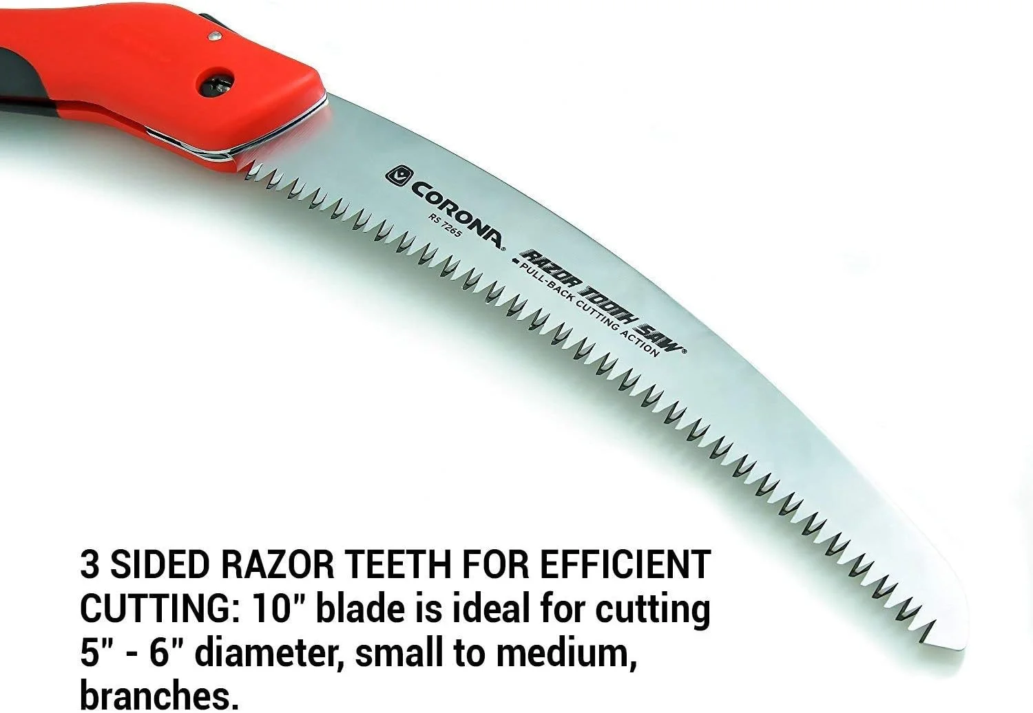 اره باغبانی تاشو دندانه تیغی کرونا مدل RS 7255، تیغه منحنی 8 اینچی