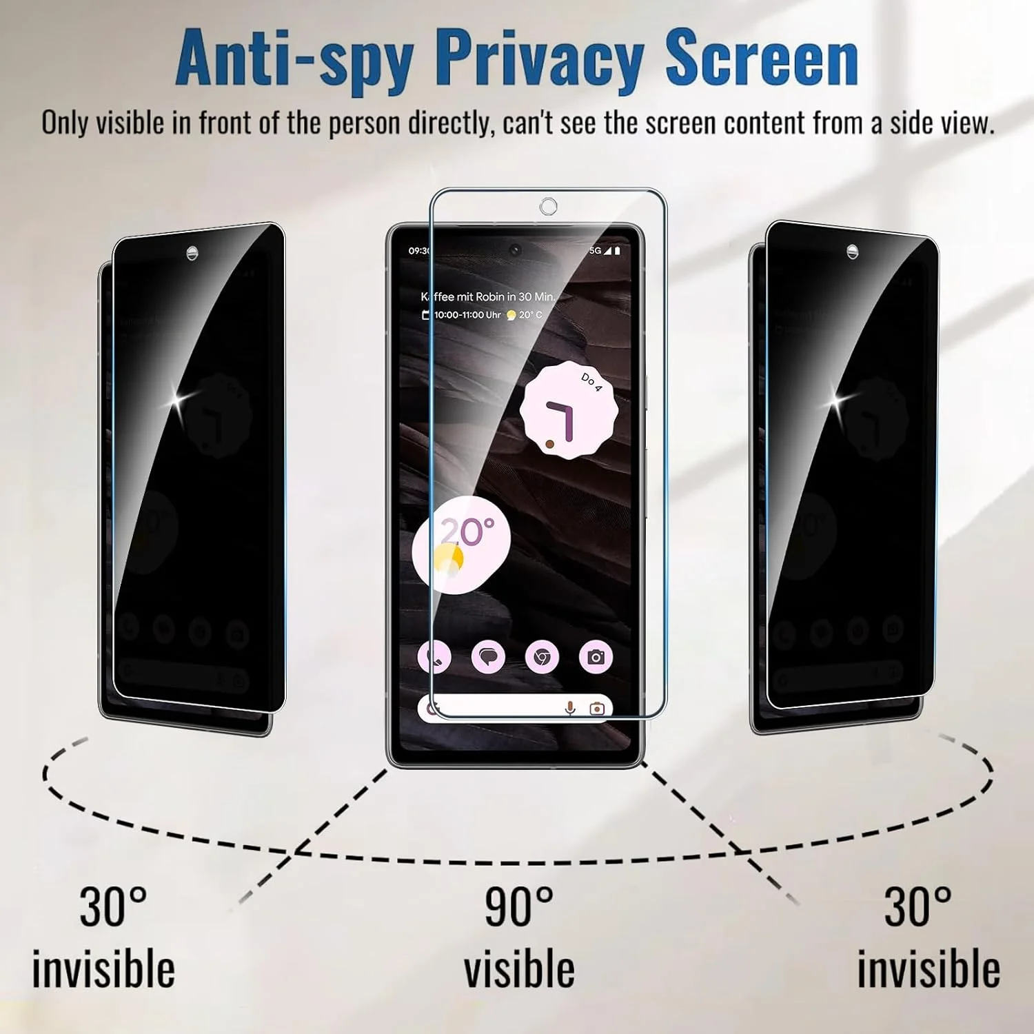 محافظ صفحه نمایش حریم خصوصی Lyphpe (بسته 2 عددی) برای گوگل پیکسل 7A شیشه حرارت دیده 9H فیلم ضد جاسوسی سازگار با قاب گوگل پیکسل 7A نصب آسان محافظ صفحه نمایش حریم خصوصی Lyphpe (بسته 2 عددی) برای گوگل پیکسل 7A شیشه حرارت دیده 9H فیلم ضد جاسوسی سازگار با قاب گوگل پیکسل 7A نصب آسان