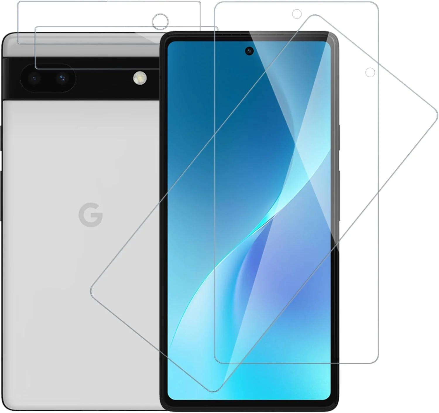 محافظ صفحه نمایش شیشه ای Wondoner بسته 2 عددی برای Google Pixel 6a، شیشه محافظ برای محافظ صفحه نمایش Google Pixel 6a، محافظ صفحه نمایش با سختی 9H، مقاوم در برابر خراش، بدون حباب، شفاف HD