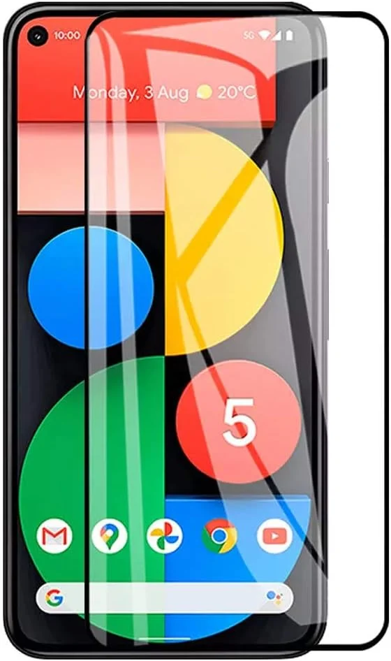 محافظ صفحه نمایش شیشه ای مارگون برای گوگل پیکسل 5 (6.0 اینچ، 2020)، بدون حباب، شفافیت HD، پوشش کامل (حاشیه مشکی)