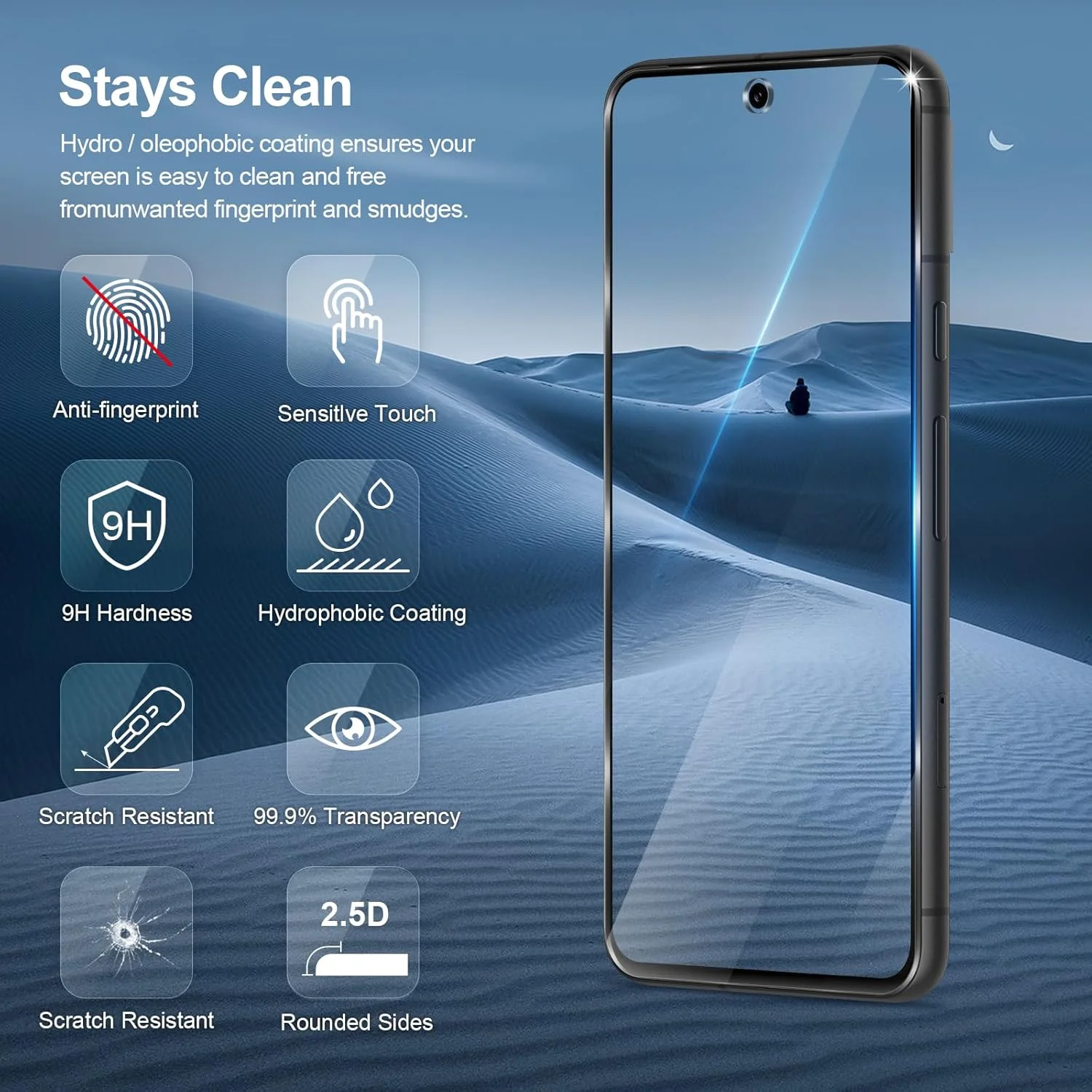 محافظ صفحه نمایش 3 عددی GiYoon برای گوگل پیکسل 8 [پوشش کامل HD] [نصب آسان] [لبه گرد] [مقاوم در برابر خراش] [سختی 9H] فیلم محافظ