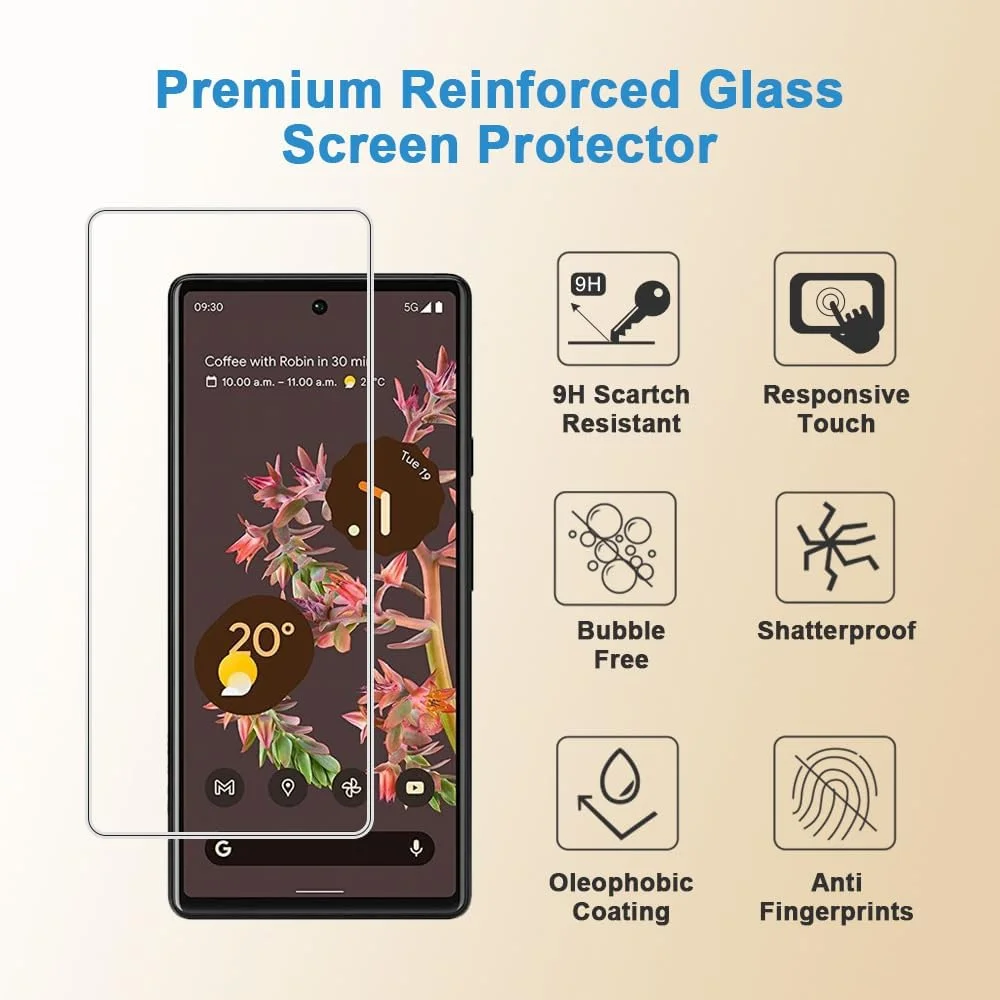 محافظ صفحه نمایش شونویج برای گوگل پیکسل 7، محافظ صفحه نمایش شیشه ای حرارت دیده، وضوح بالا ضد خش بدون حباب