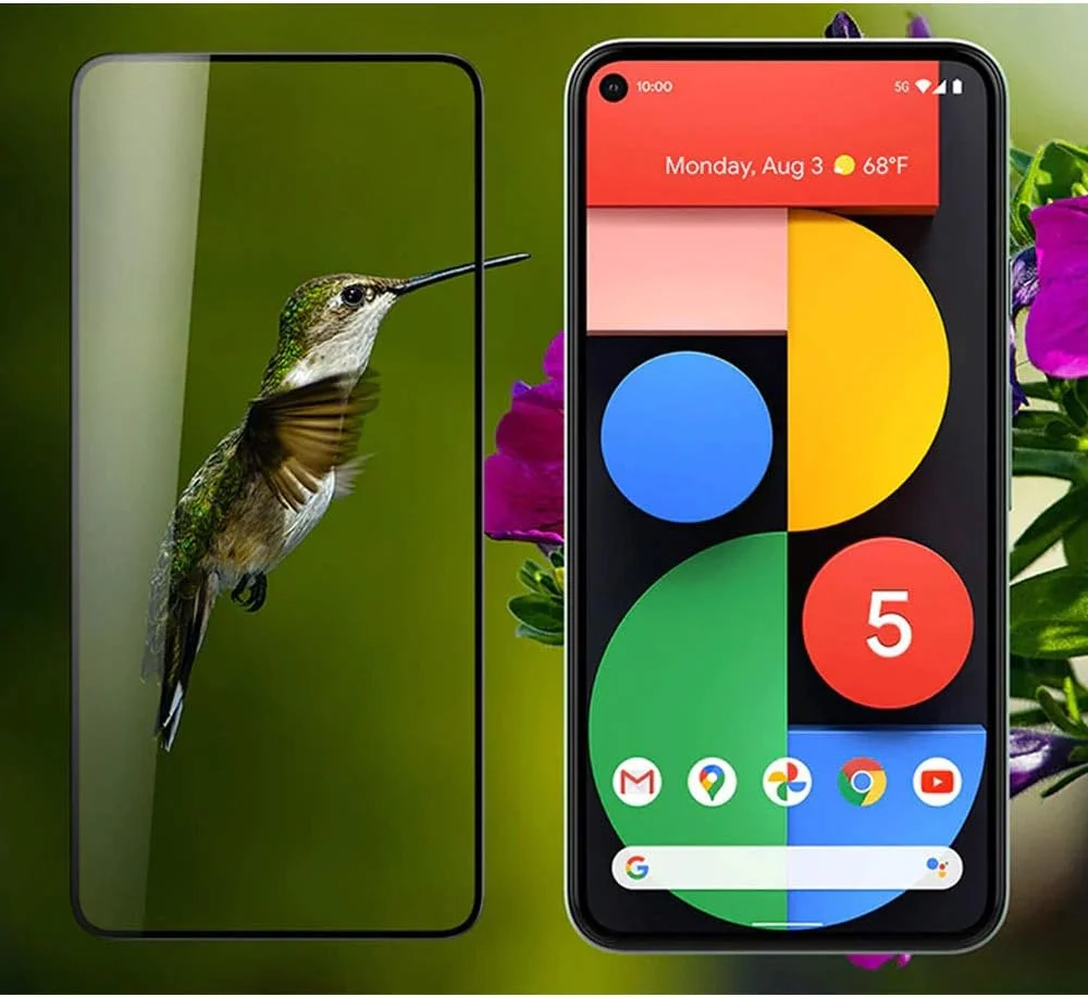 محافظ صفحه نمایش شیشه ای مارگون برای گوگل پیکسل 5 (6.0 اینچ، 2020)، بدون حباب، شفافیت HD، پوشش کامل (حاشیه مشکی)