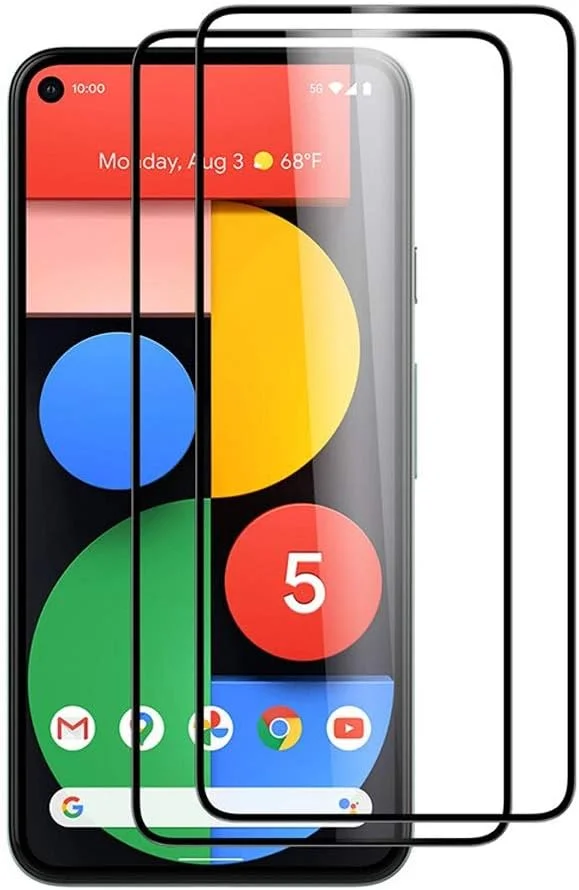 محافظ صفحه نمایش شیشه ای حرارت دیده مارگون، بسته 2 عددی، مناسب برای گوگل پیکسل 5 (2020)، بدون حباب، شفافیت HD، پوشش کامل، حاشیه مشکی