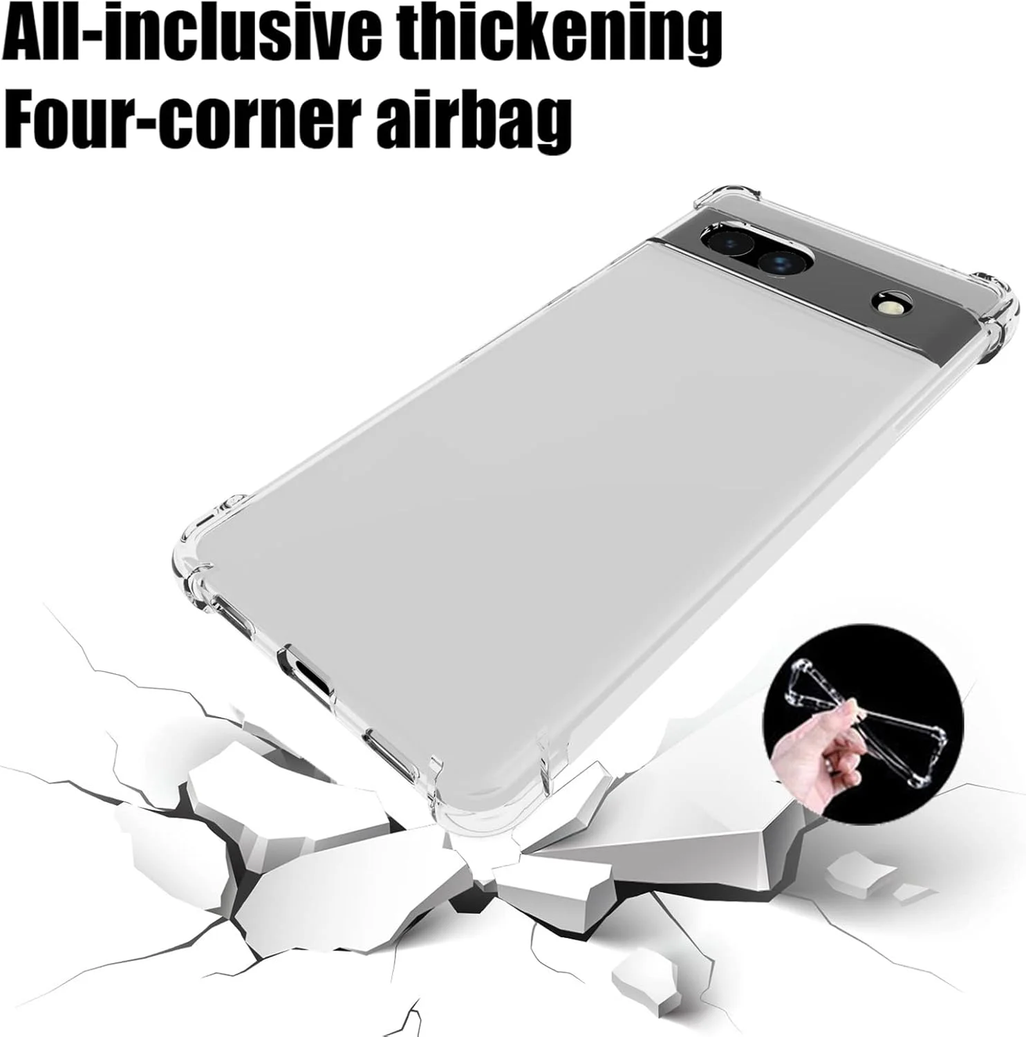 کاور ژله ای GMUJIAO برای گوشی گوگل پیکسل 7A به همراه 2 عدد محافظ صفحه نمایش شیشه ای حرارت دیده [2 در 1]، کاور شفاف TPU نرم و ضد ضربه