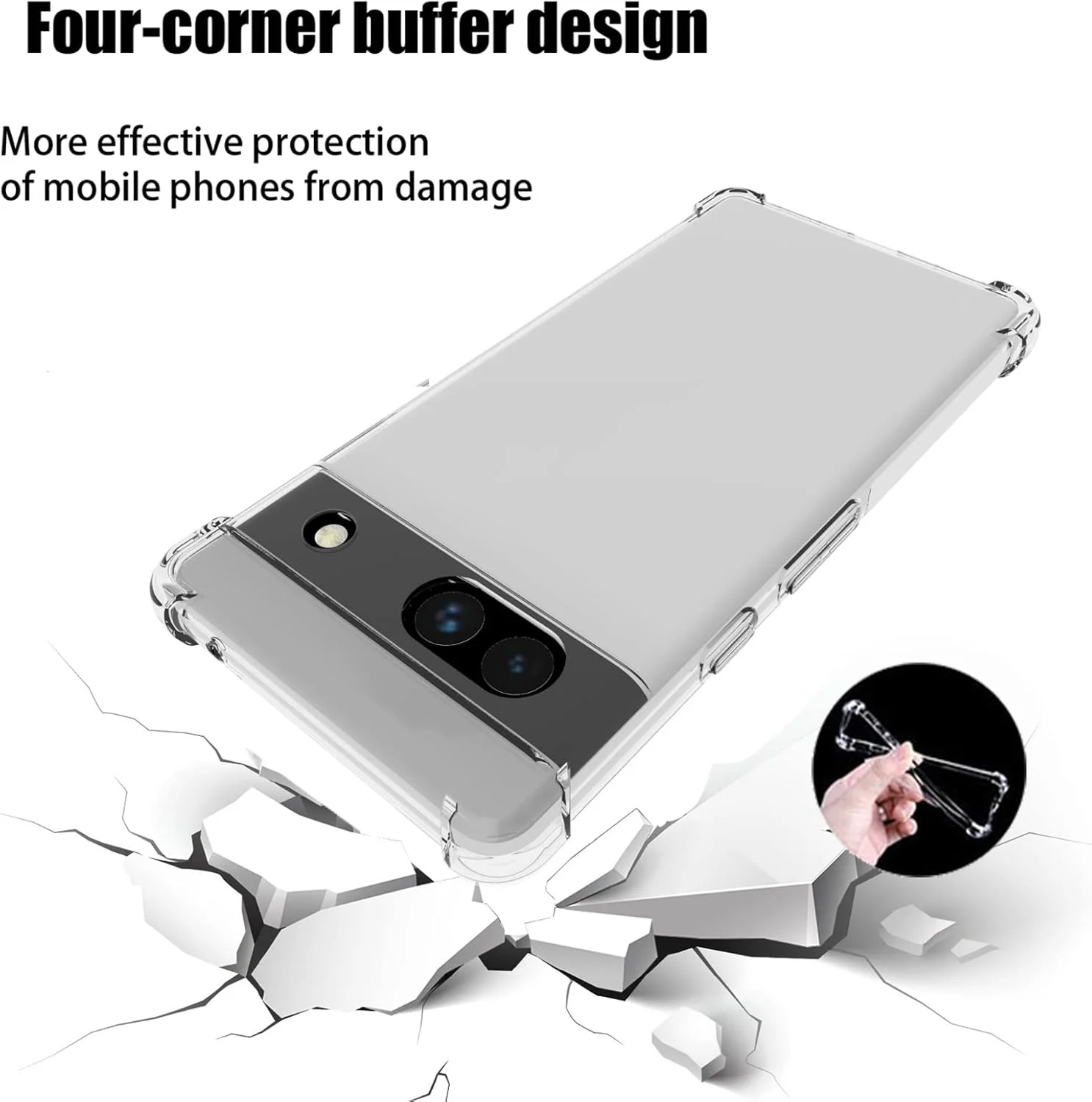 کاور ژله ای GMUJIAO برای گوشی گوگل پیکسل 7A به همراه 2 عدد محافظ صفحه نمایش شیشه ای حرارت دیده [2 در 1]، کاور شفاف TPU نرم و ضد ضربه