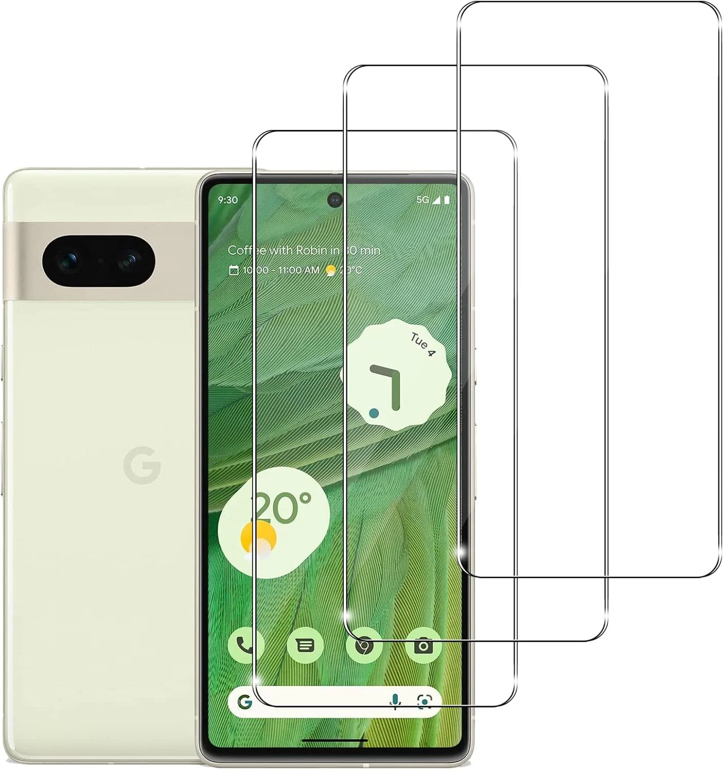 محافظ صفحه نمایش شیشه ای حرارت دیده جین یون لای مناسب برای گوگل پیکسل 7، ضد خش، بدون حباب، فوق العاده مقاوم (HD فوق العاده شفاف) بسته 3 عددی، سختی 9H