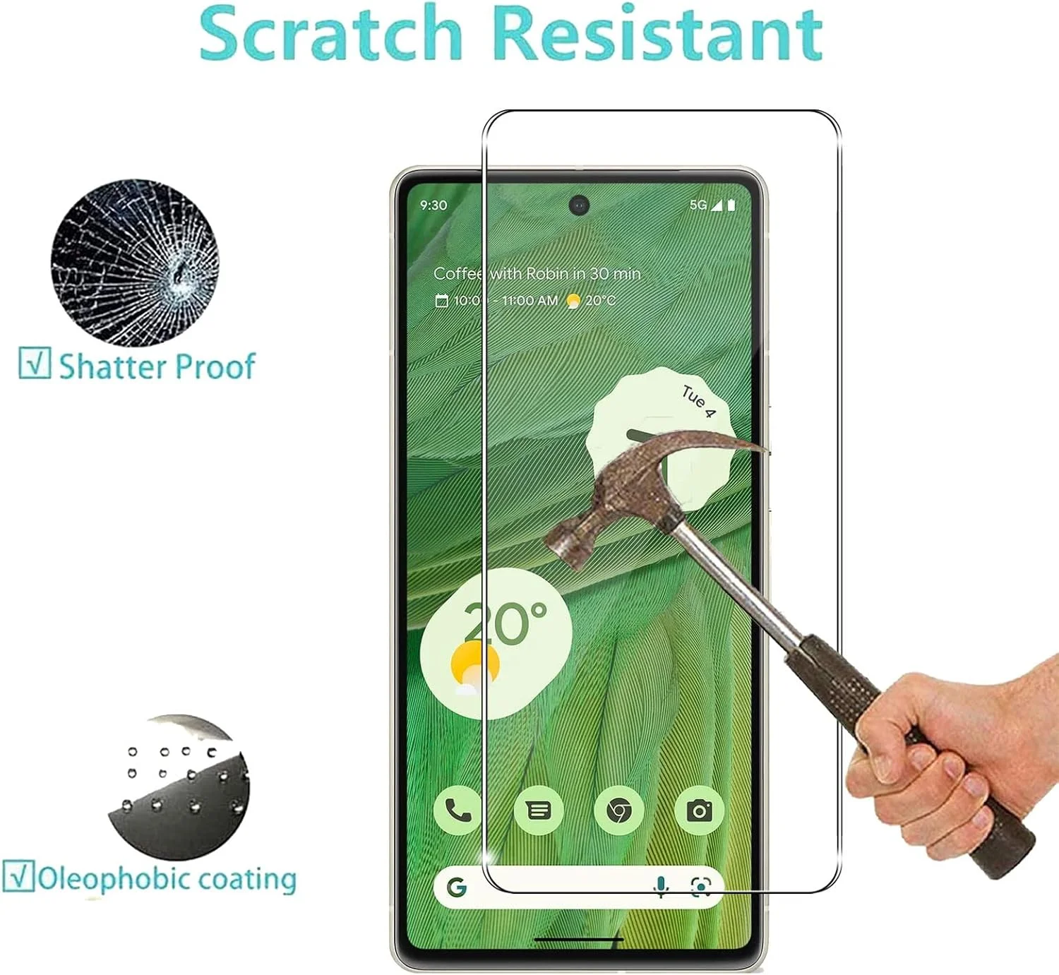 محافظ صفحه نمایش شیشه ای حرارت دیده جین یون لای مناسب برای گوگل پیکسل 7، ضد خش، بدون حباب، فوق العاده مقاوم (HD فوق العاده شفاف) بسته 3 عددی، سختی 9H