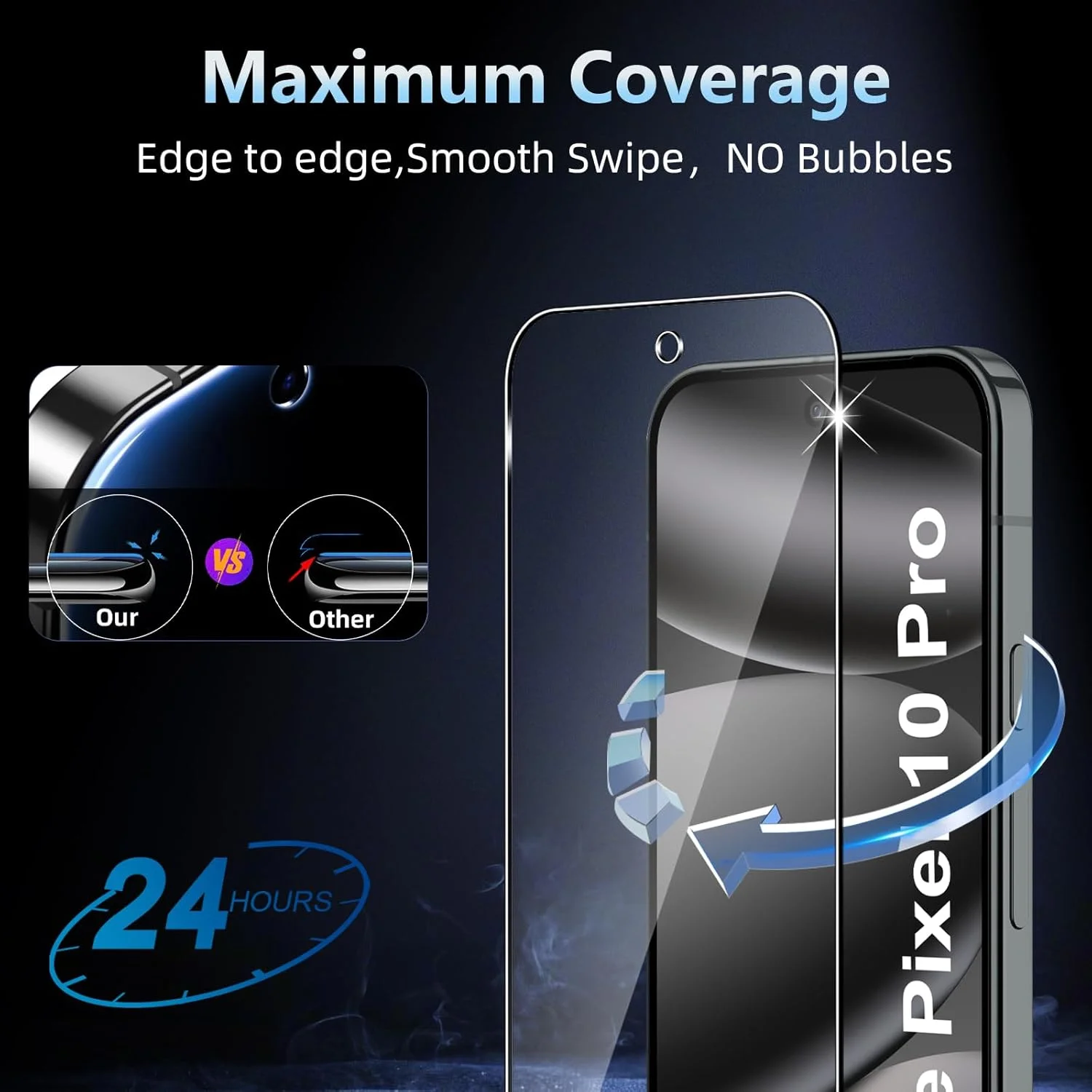 محافظ صفحه نمایش شیشه ای حرارت دیده سه تکه Datree برای Google Pixel 10 Pro، محافظ لنز دوربین پشتی سه تکه، سختی 9H / ضد خش / بدون حباب / فوق العاده مقاوم