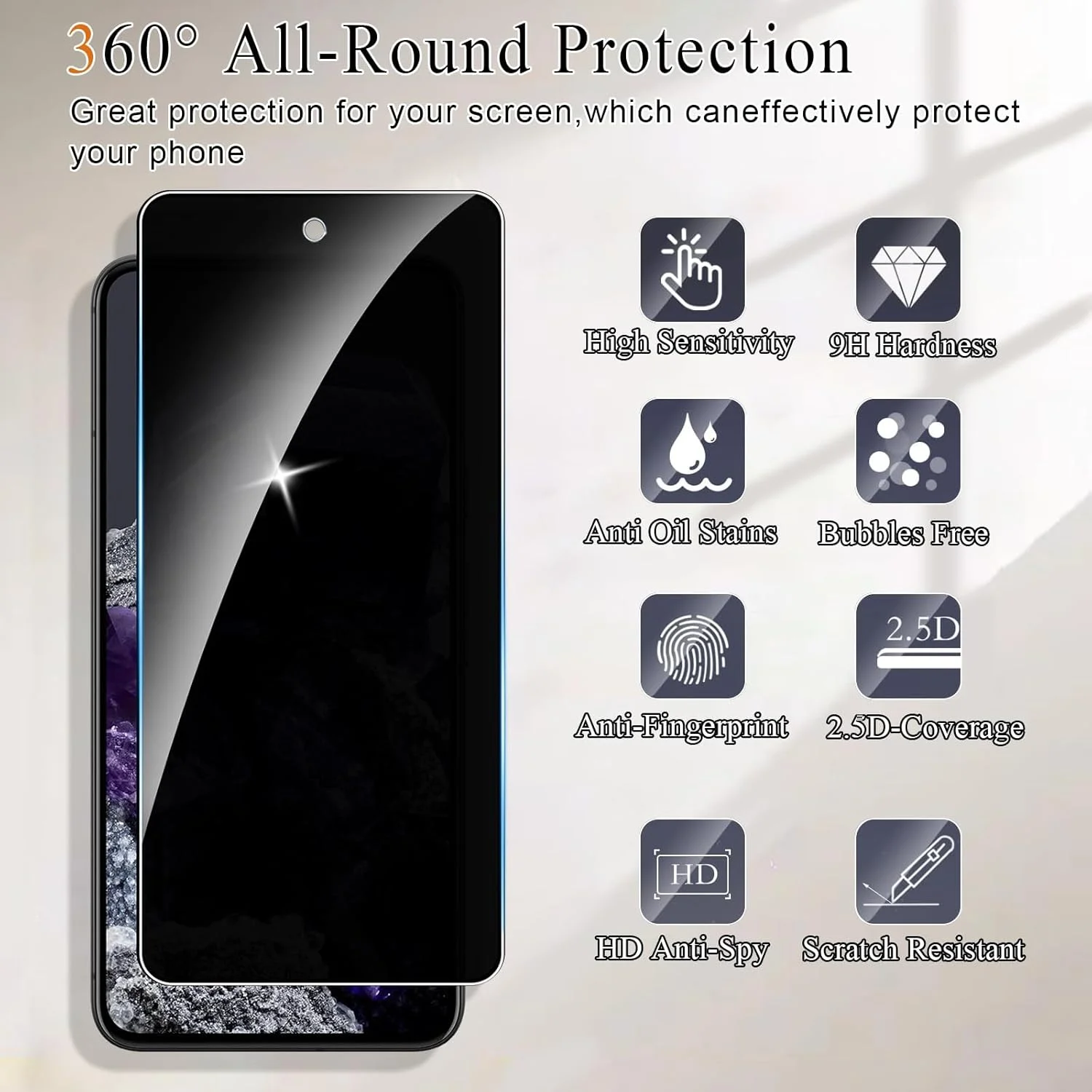 Lyphpe [بسته 2 عددی] محافظ صفحه نمایش حریم خصوصی برای گوگل پیکسل 8 شیشه حرارت دیده 9H فیلم ضد جاسوسی سازگار با قاب گوگل پیکسل 8 نصب آسان