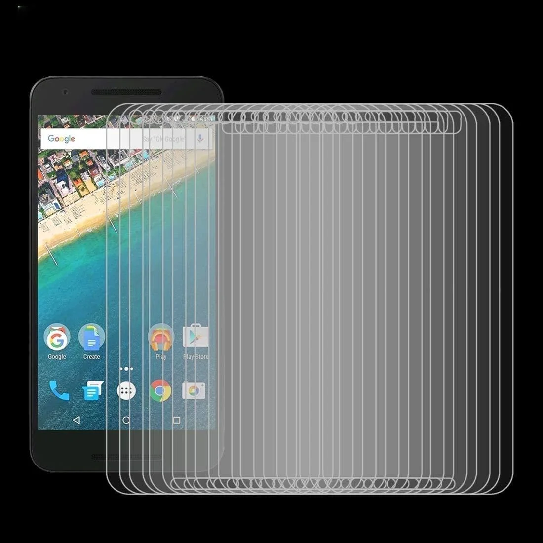 محافظ صفحه نمایش شیشه ای حرارت دیده گوشی هوشمند 100 عددی برای گوگل نکسوس 5X، ضخامت 0.26 میلی متر، سختی سطح 9H، شیشه حرارت دیده ضد انفجار 2.5D، محافظ صفحه نمایش LCD