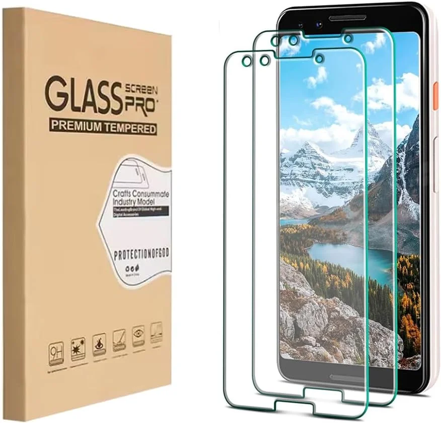 محافظ صفحه نمایش Shunwige برای گوگل پیکسل 3، محافظ صفحه شیشه ای حرارت دیده با سختی 9H، ضد خش، وضوح عالی، بدون حباب، سازگار با قاب، دقت لمسی بالا