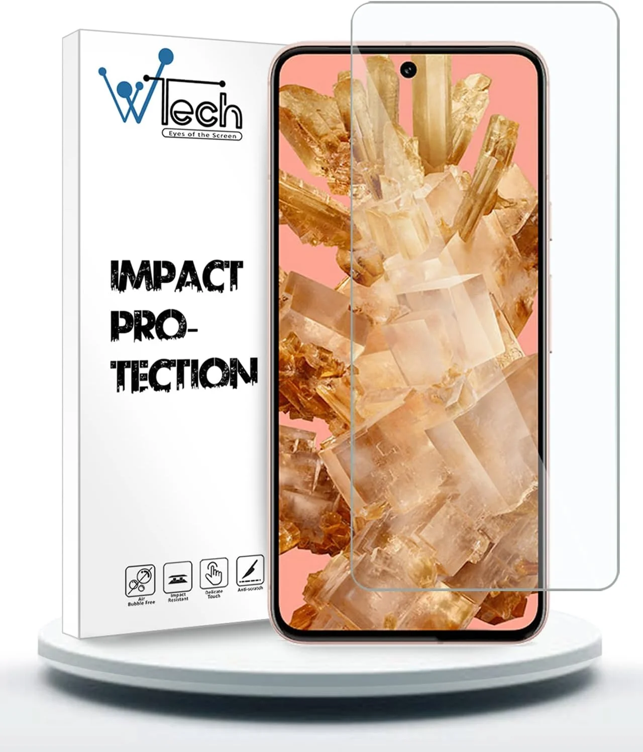 محافظ صفحه نمایش شیشه ای حرارت دیده گوگل پیکسل 8 5G مدل 2023 (سری WTech Premium با لبه های خمیده 9H 2.5D - شفاف)