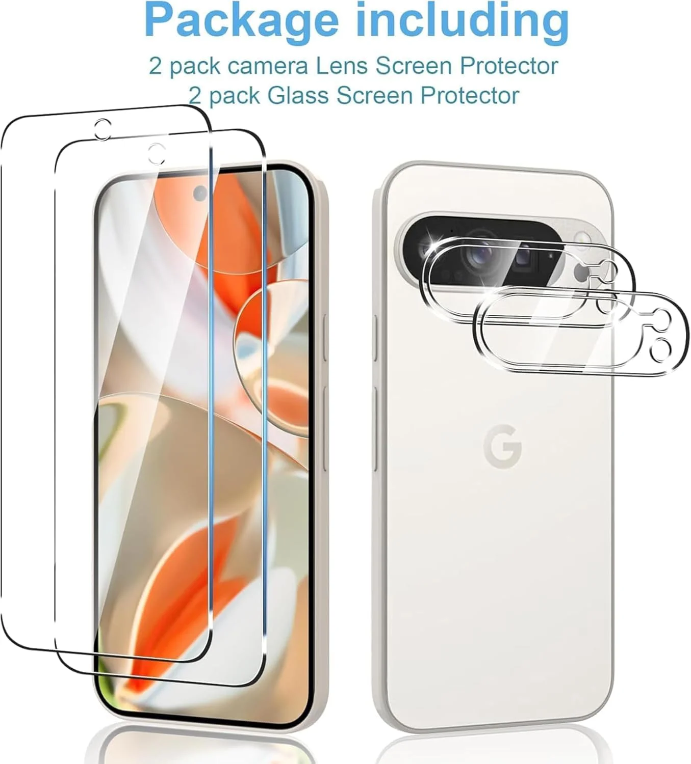 محافظ صفحه نمایش EKAM [بسته 2 عددی سازگار با Google Pixel 10-6.3 اینچی، شیشه حرارت دیده برای فیلم محافظ Google Pixel 10 بسته 2 عددی محافظ لنز دوربین، سازگار با قاب، سختی 9H