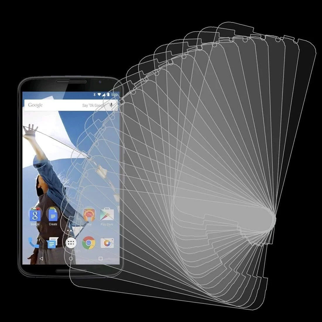 محافظ صفحه نمایش شیشه ای حرارت دیده گوشی هوشمند ZCLINXHEFSDSS، 100 عدد برای Google Nexus 6، ضخامت 0.26 میلی متر، سختی سطح 9H، فیلم محافظ صفحه نمایش شیشه ای حرارت دیده ضد انفجار 2.5D، فیلم محافظ LCD