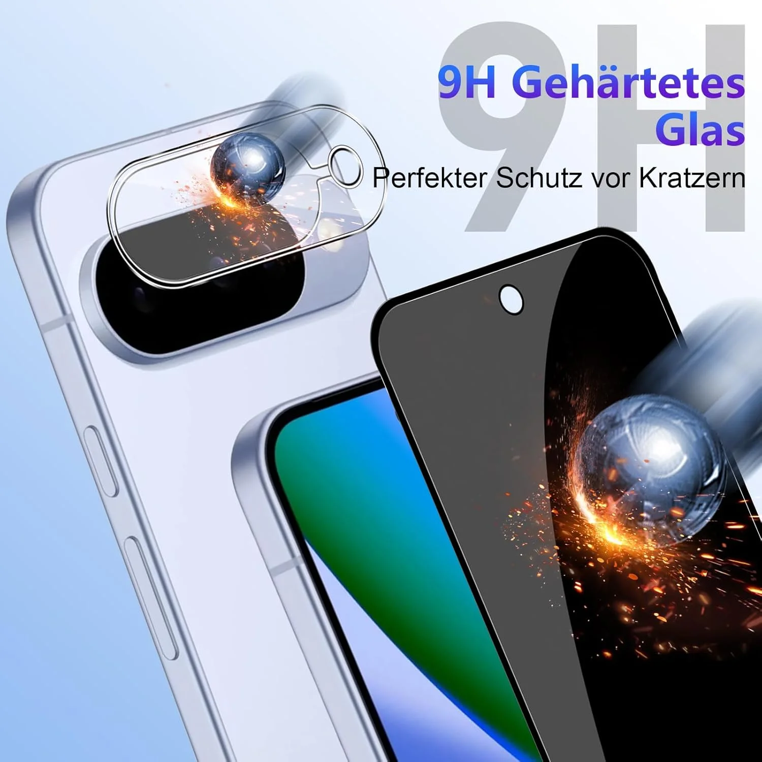 محافظ صفحه نمایش حریم خصوصی Yenwen برای گوگل پیکسل 10، 2 عدد شیشه حرارت دیده ضد جاسوسی + 2 عدد محافظ دوربین، سختی 9H ضد خش و بدون حباب